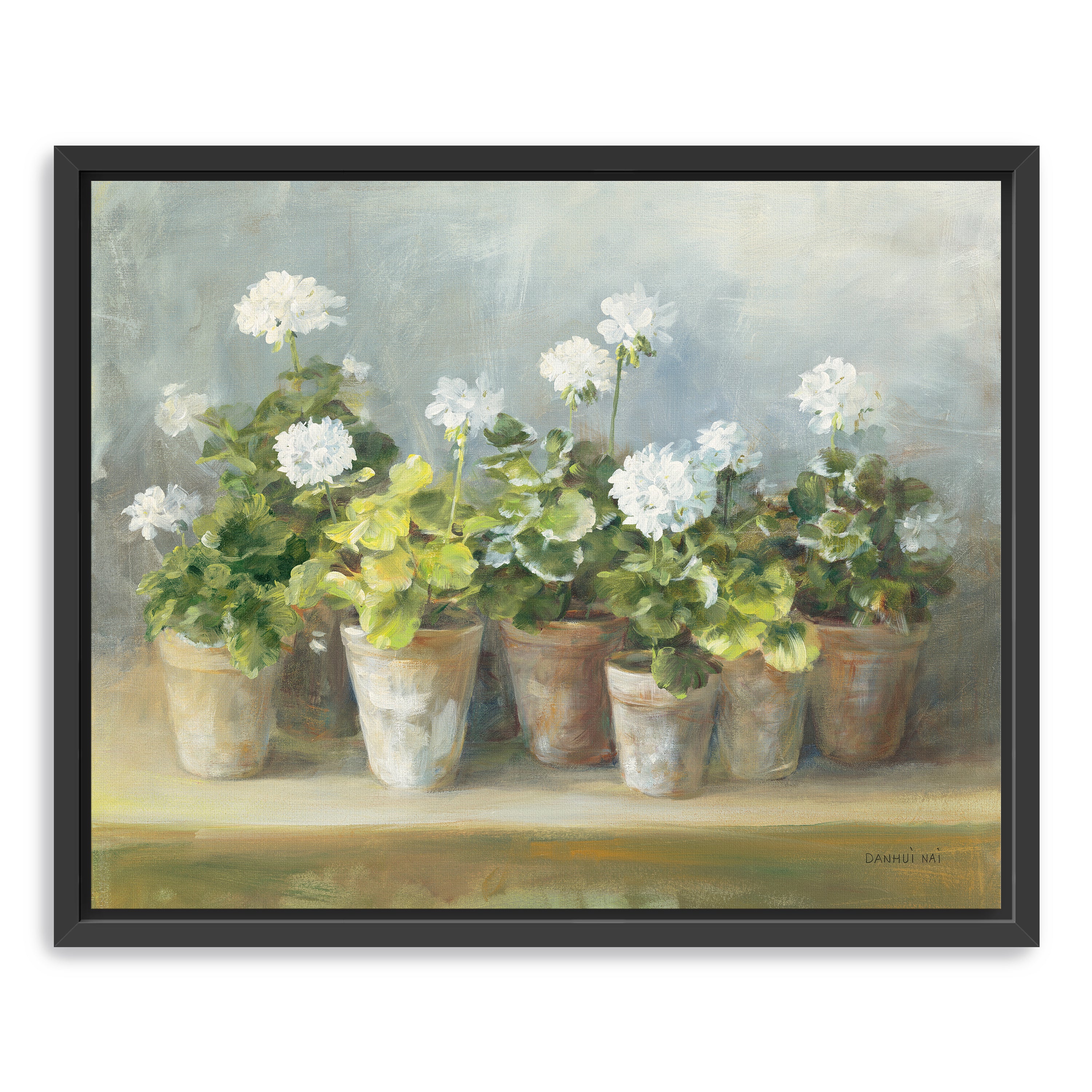 White Geraniums Canvas Giclee