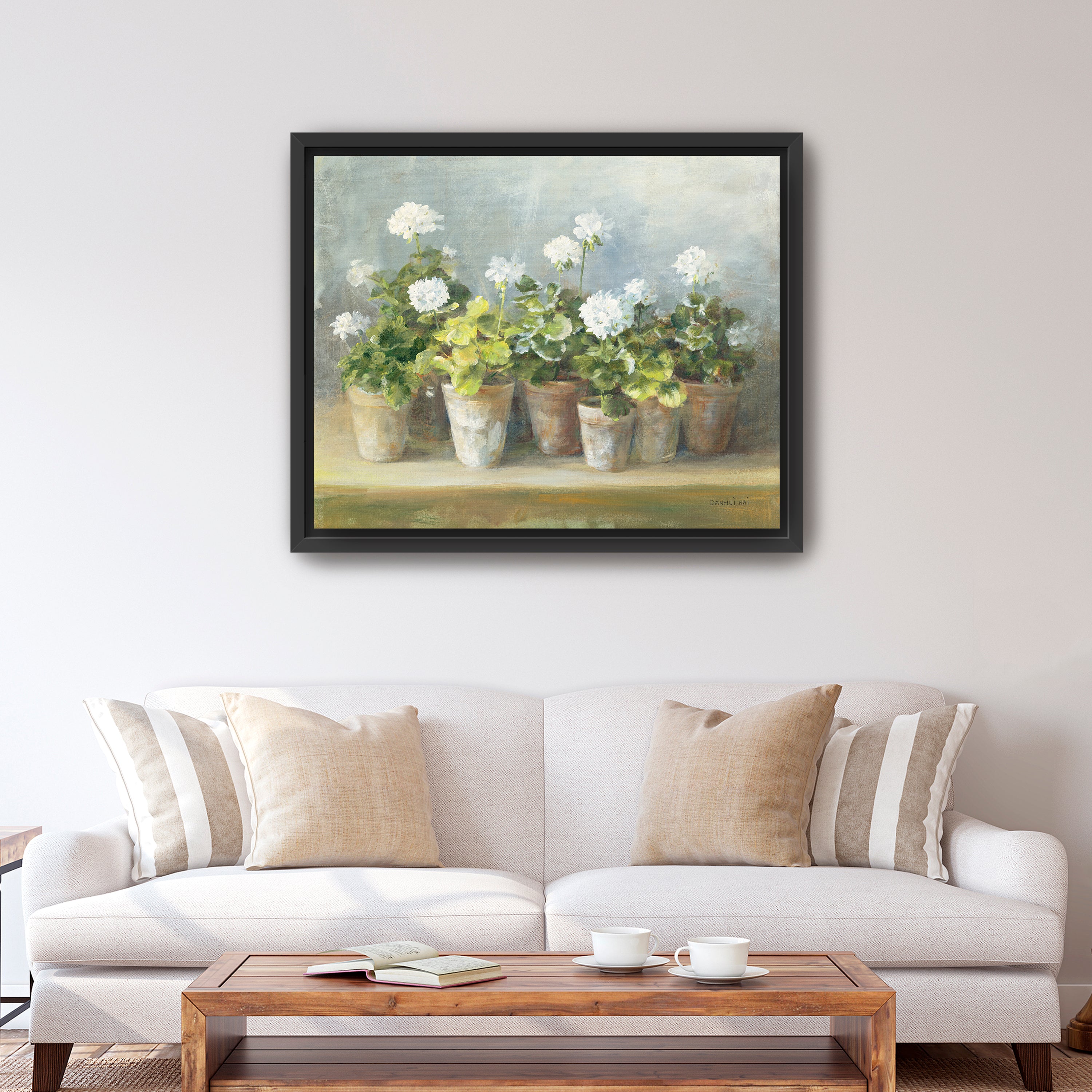 White Geraniums Canvas Giclee
