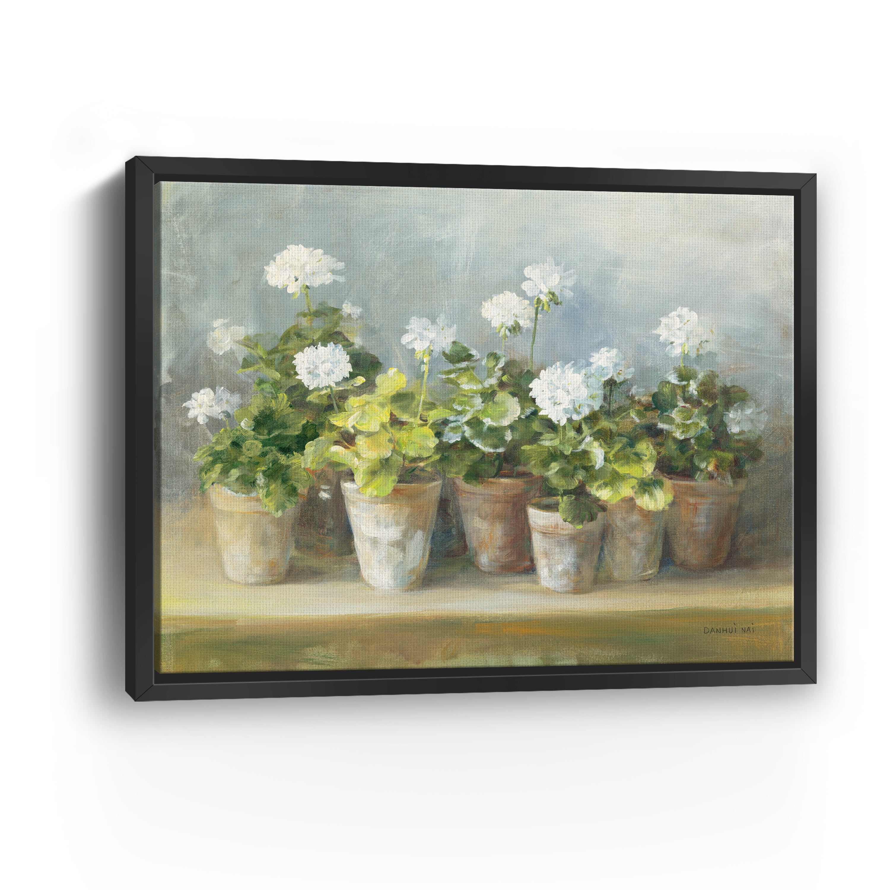 White Geraniums Canvas Giclee
