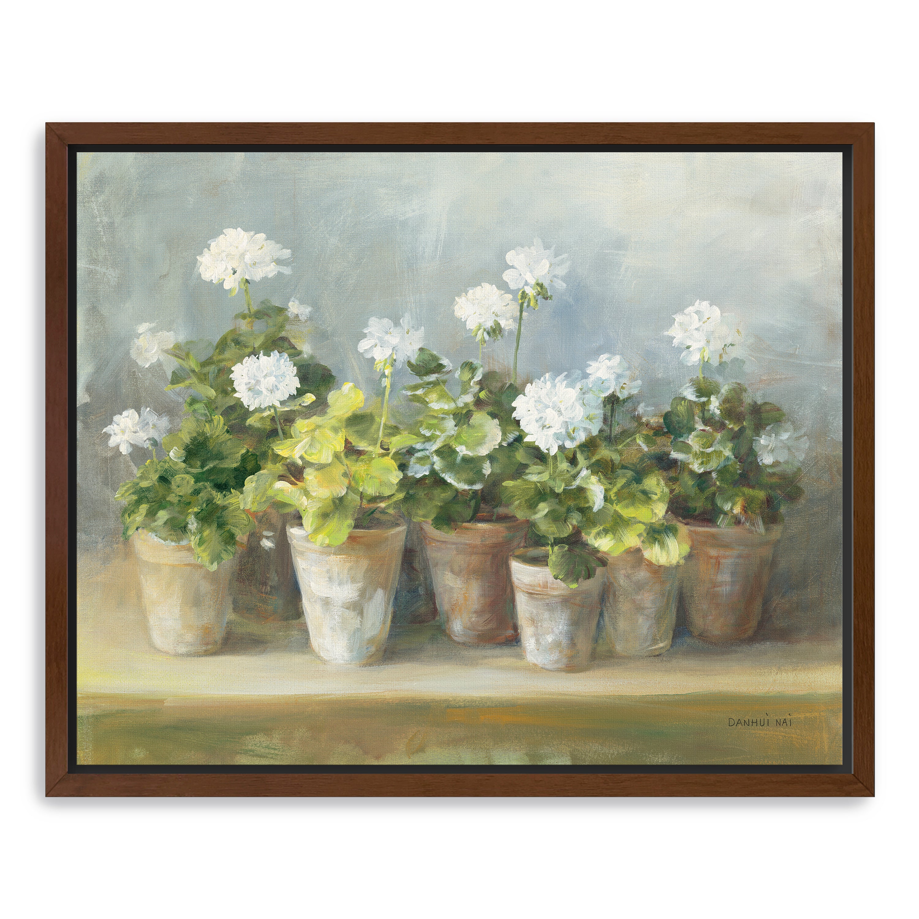 White Geraniums Canvas Giclee