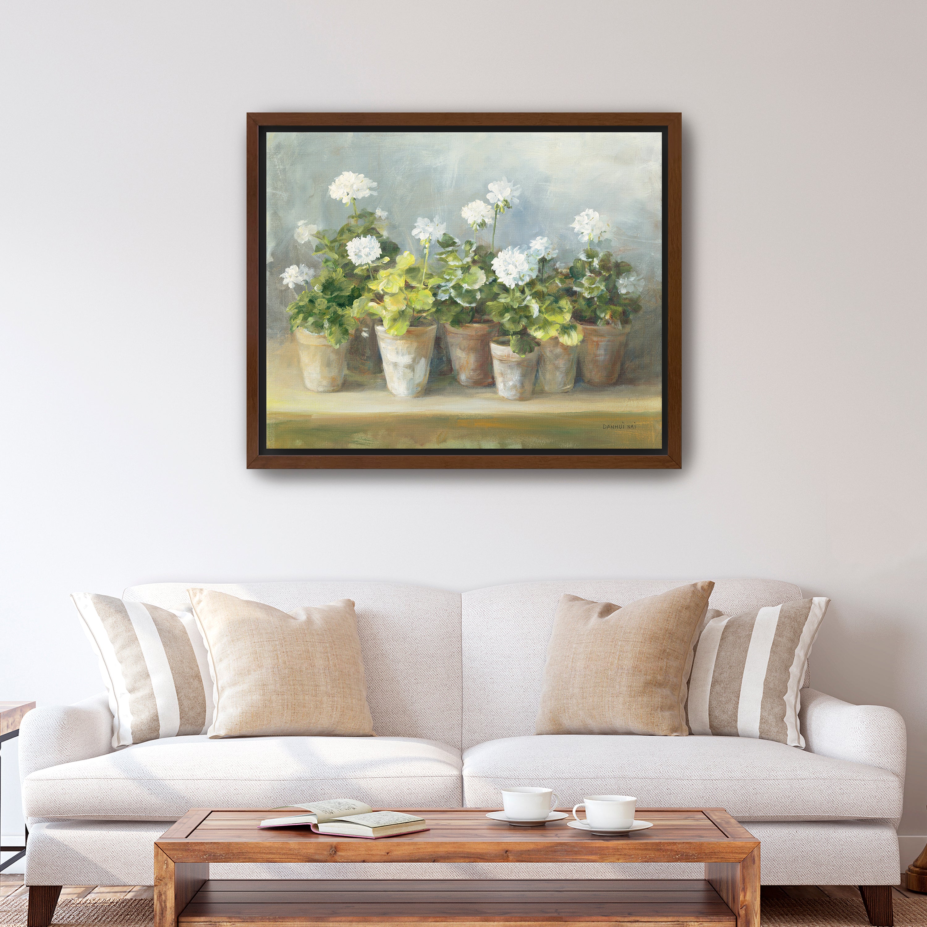 White Geraniums Canvas Giclee
