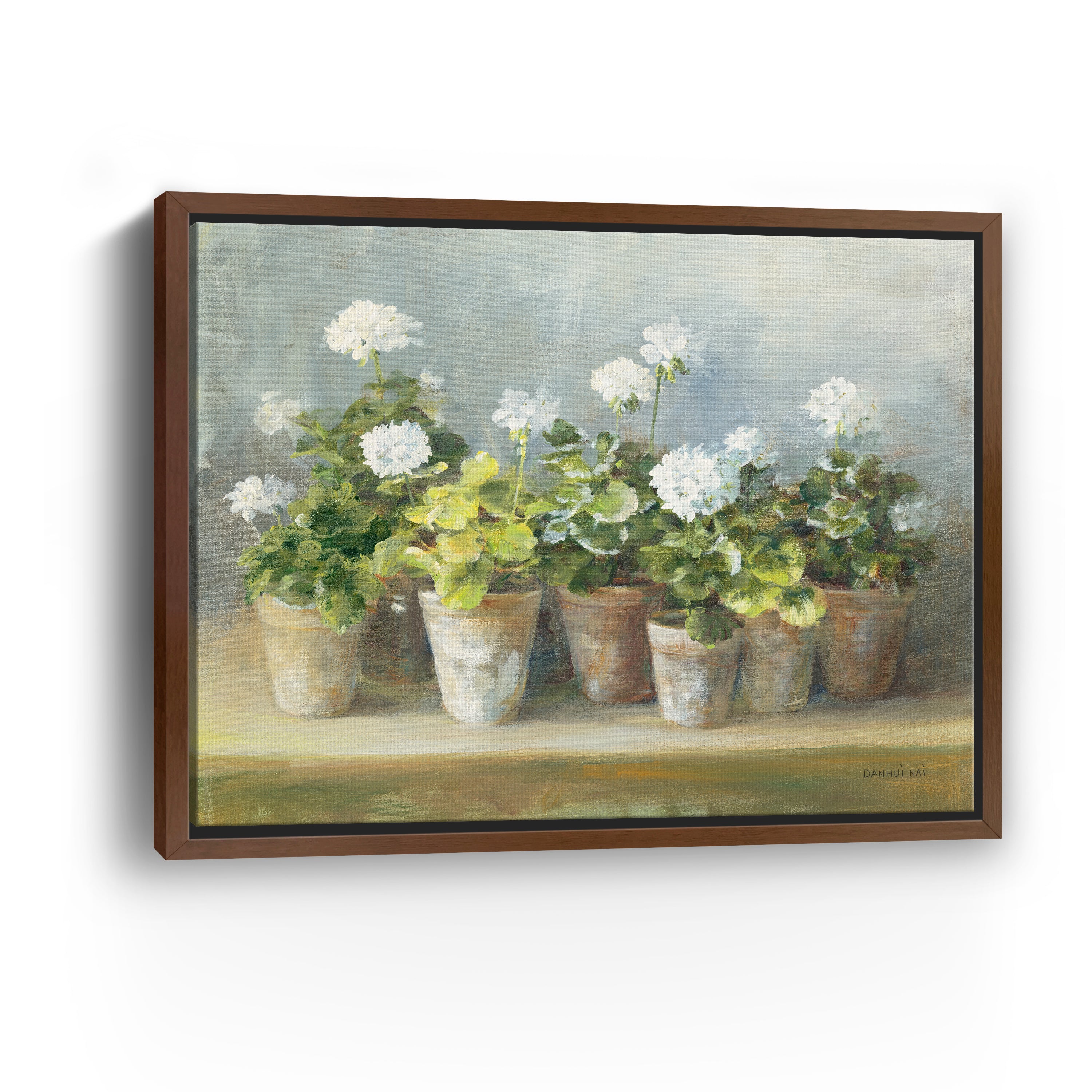 White Geraniums Canvas Giclee