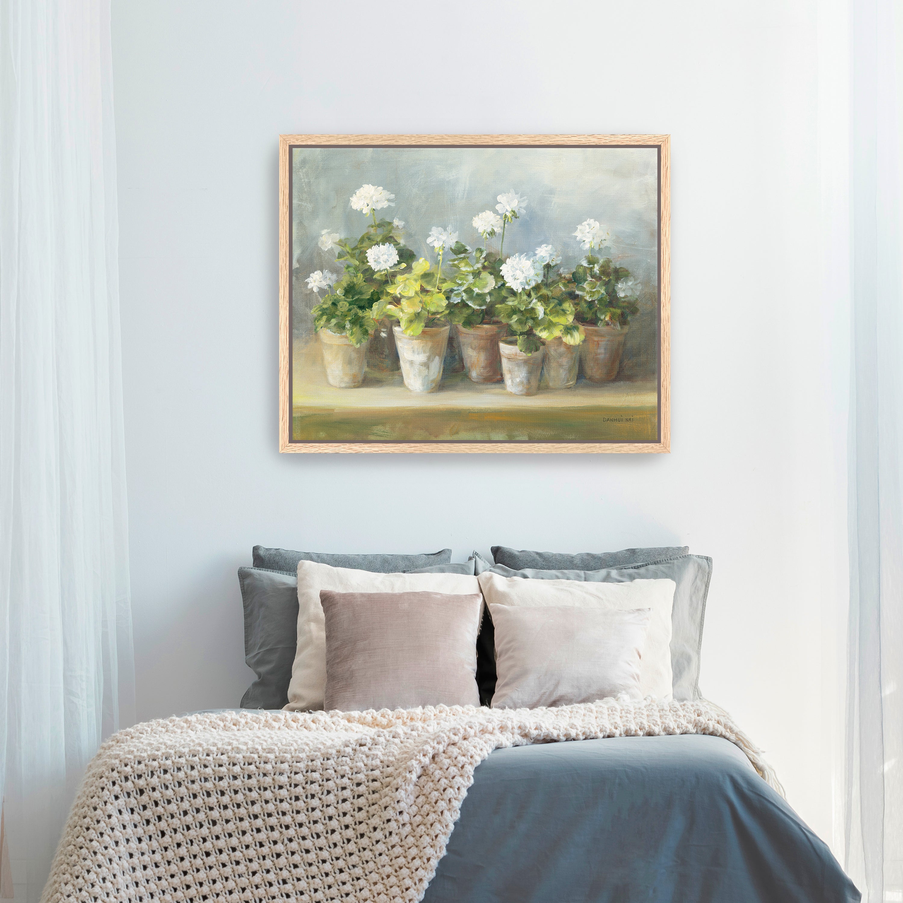 White Geraniums Canvas Giclee