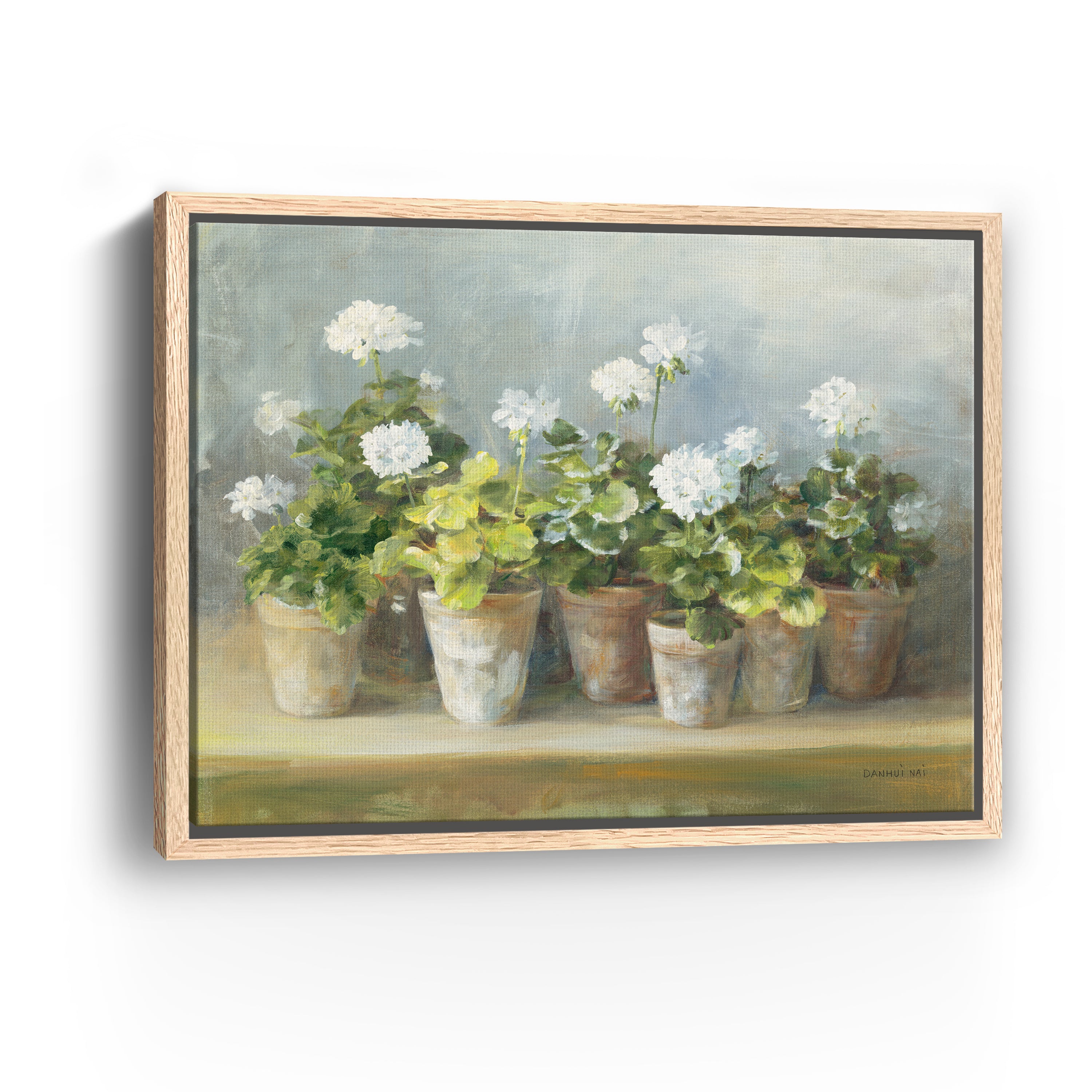 White Geraniums Canvas Giclee