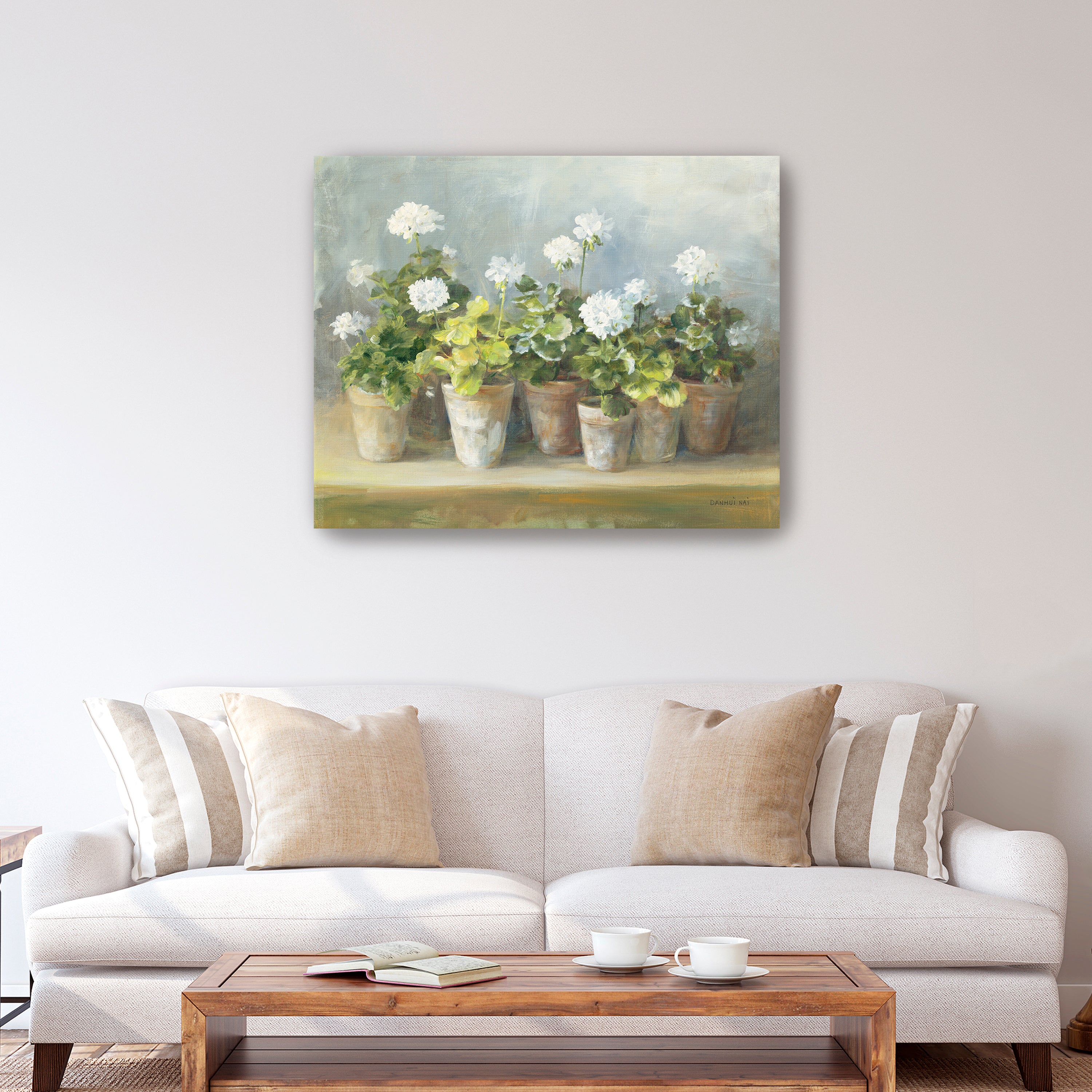 White Geraniums Canvas Giclee
