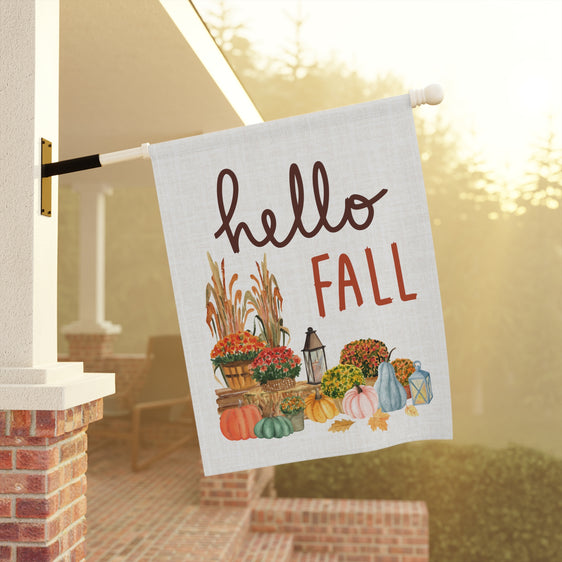 Hello Fall Harvest Mums Garden & House Banner