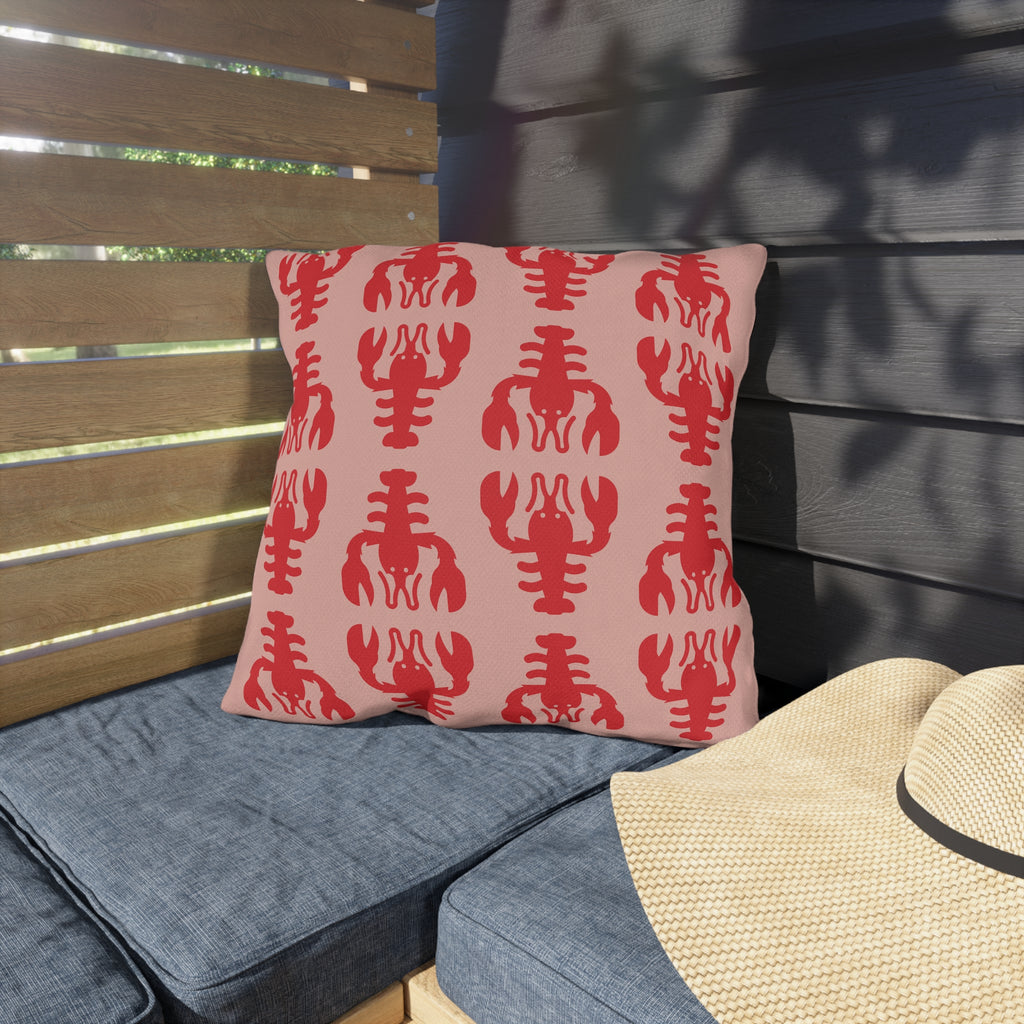 Lounging Lobsters Double-Sided Outdoor Pillow