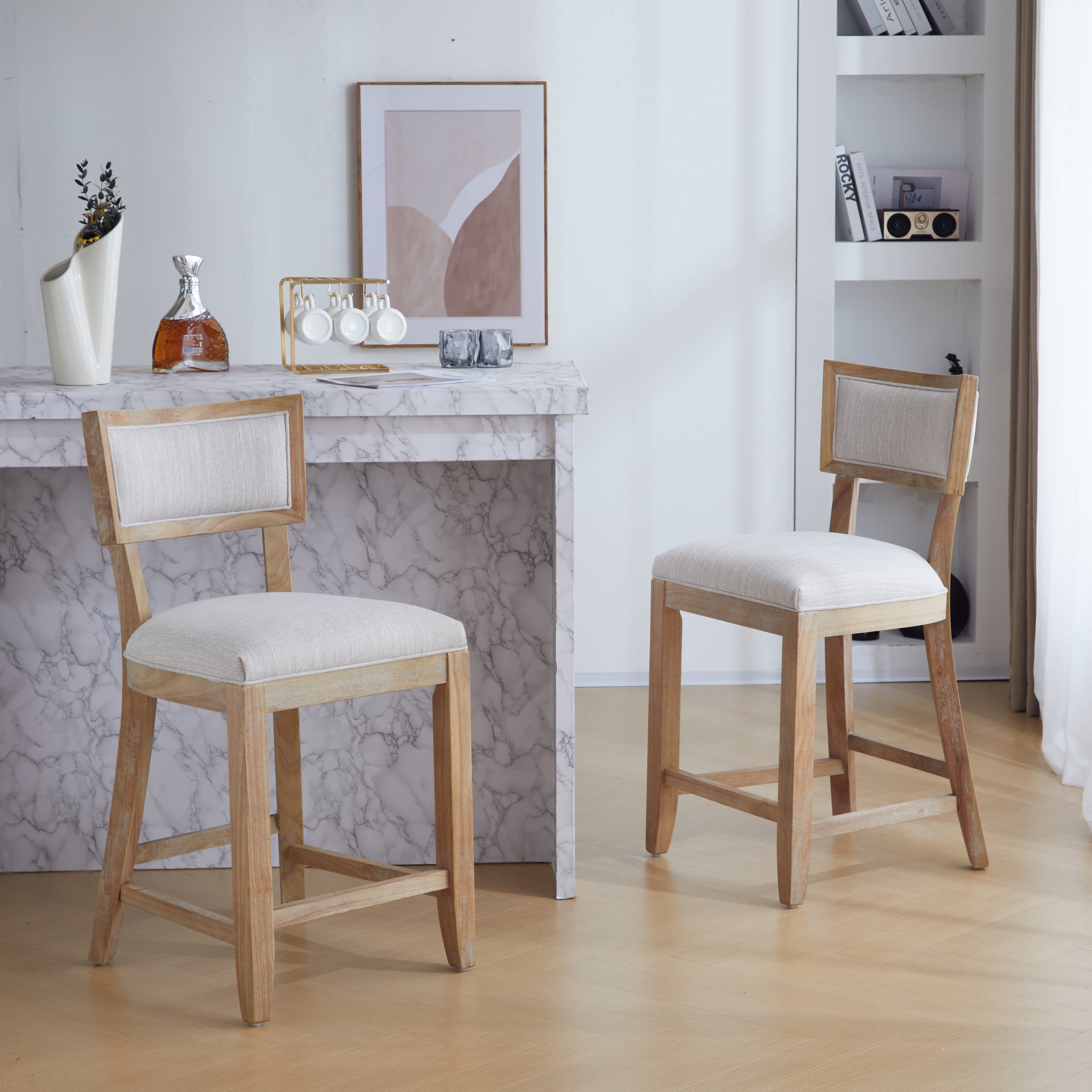 Natural Counter Stools, Set of 2