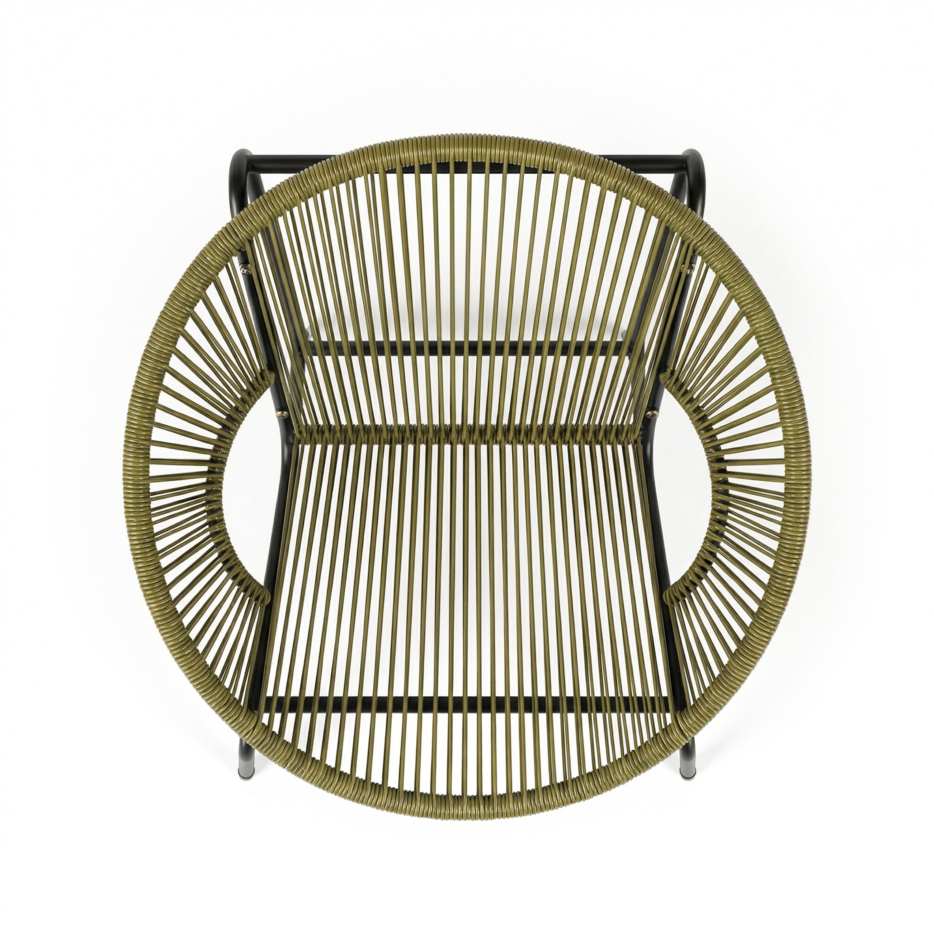 NUSA OUTDOOR PATIO WICKER CHAIR, TEAL PE RATTAN & IRON FRAME, SET OF 2