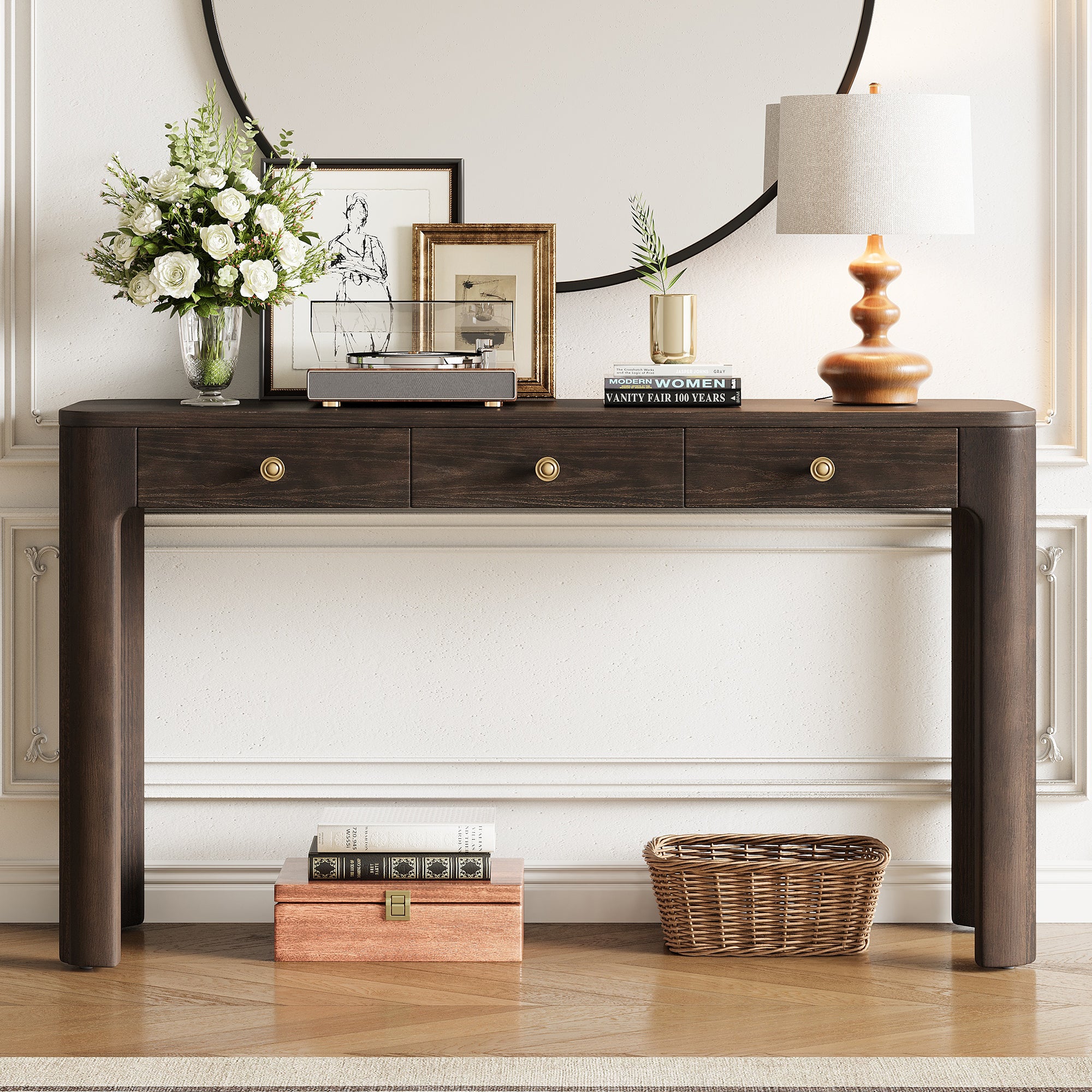 Rustic Console Table with Curved Corners
