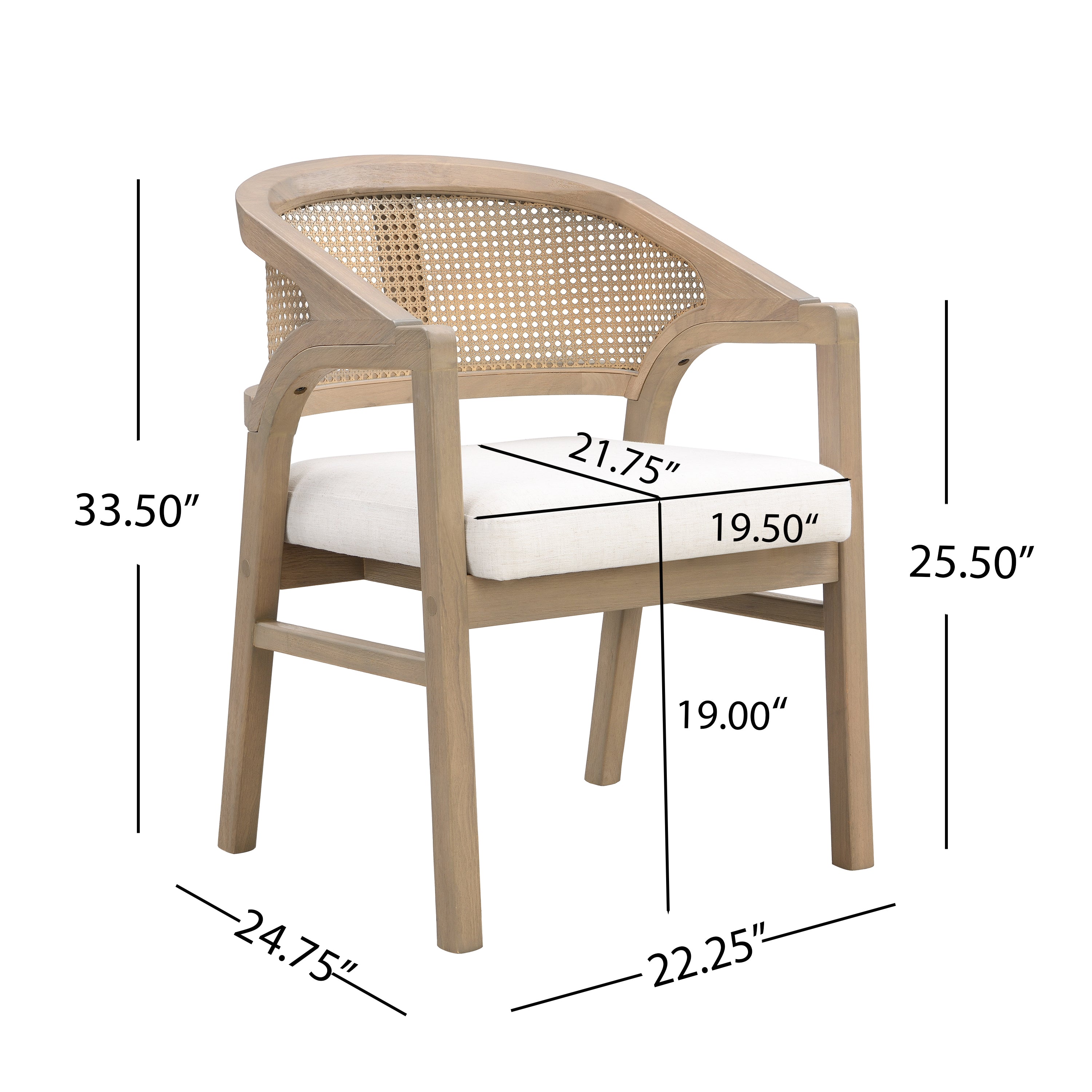 Briarwood 7-Piece Wood Upholstered Dining Set with Rattan Back Chairs