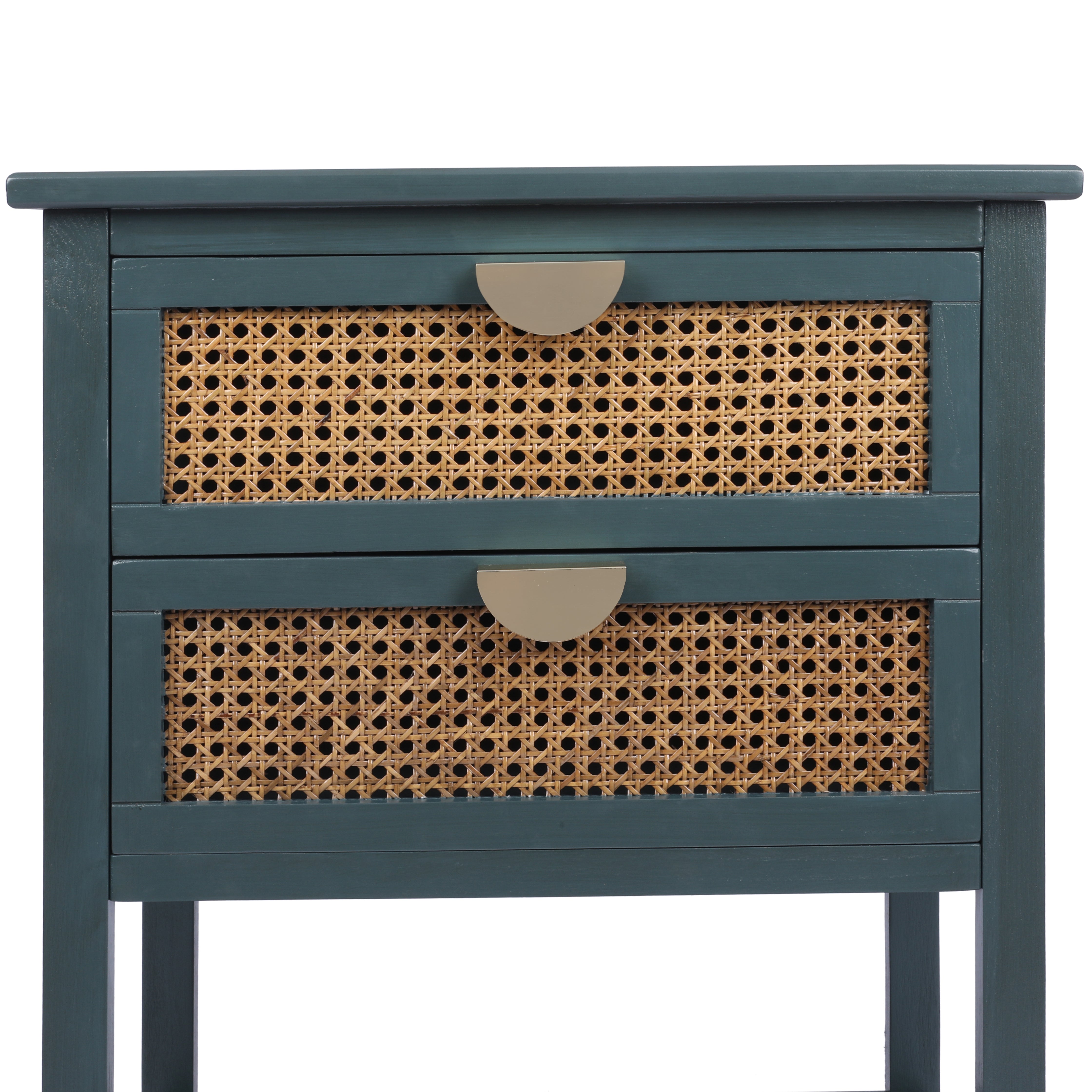 2-Drawer Side Table with Natural Rattan Drawers