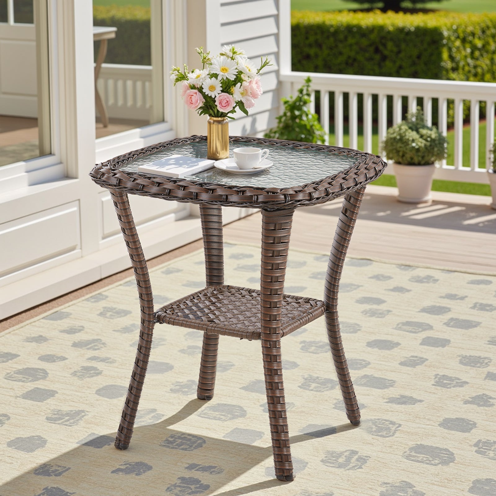 Marlowe Wicker Tall Outdoor Side Table