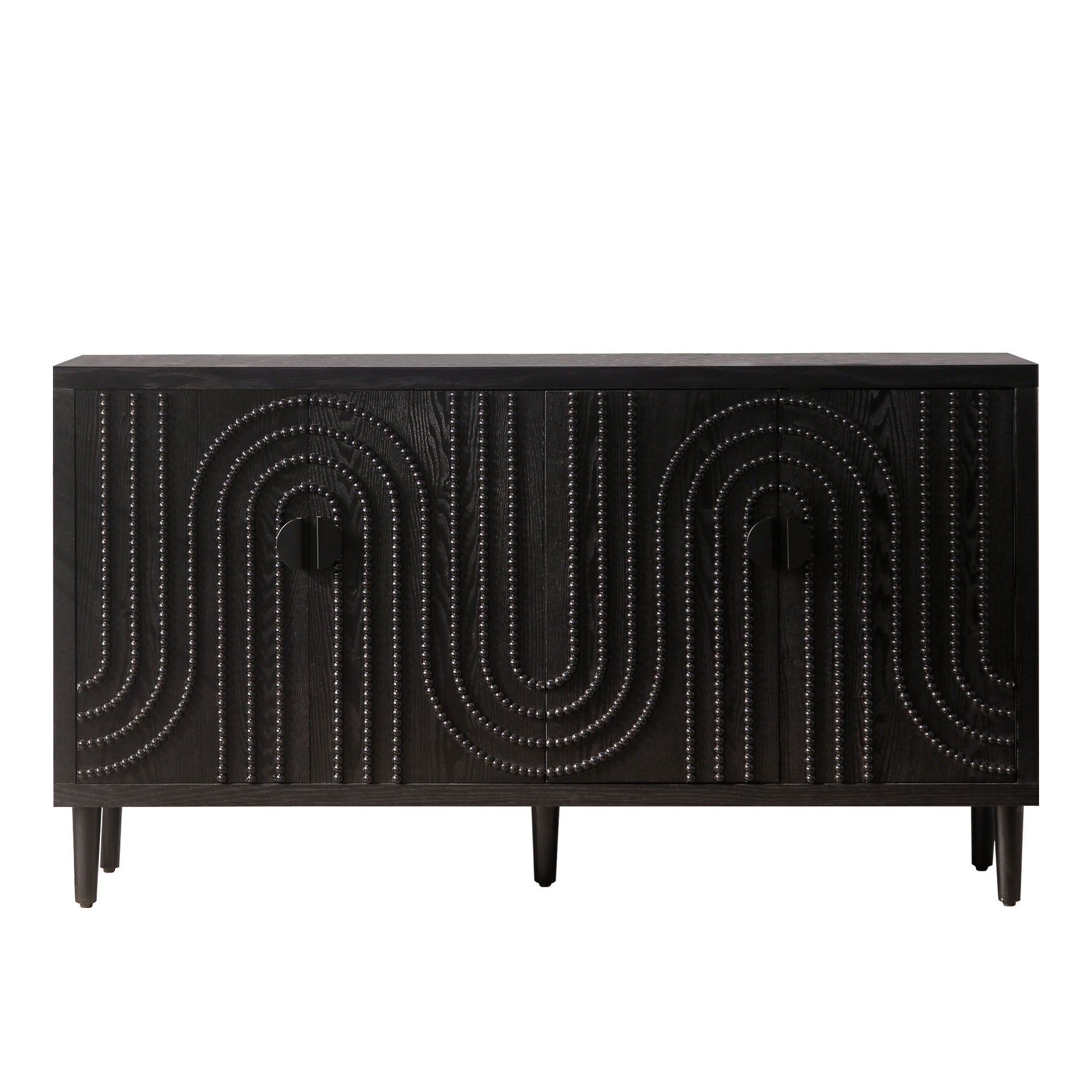 Wood Sideboard with 4 Doors and Tapered Legs