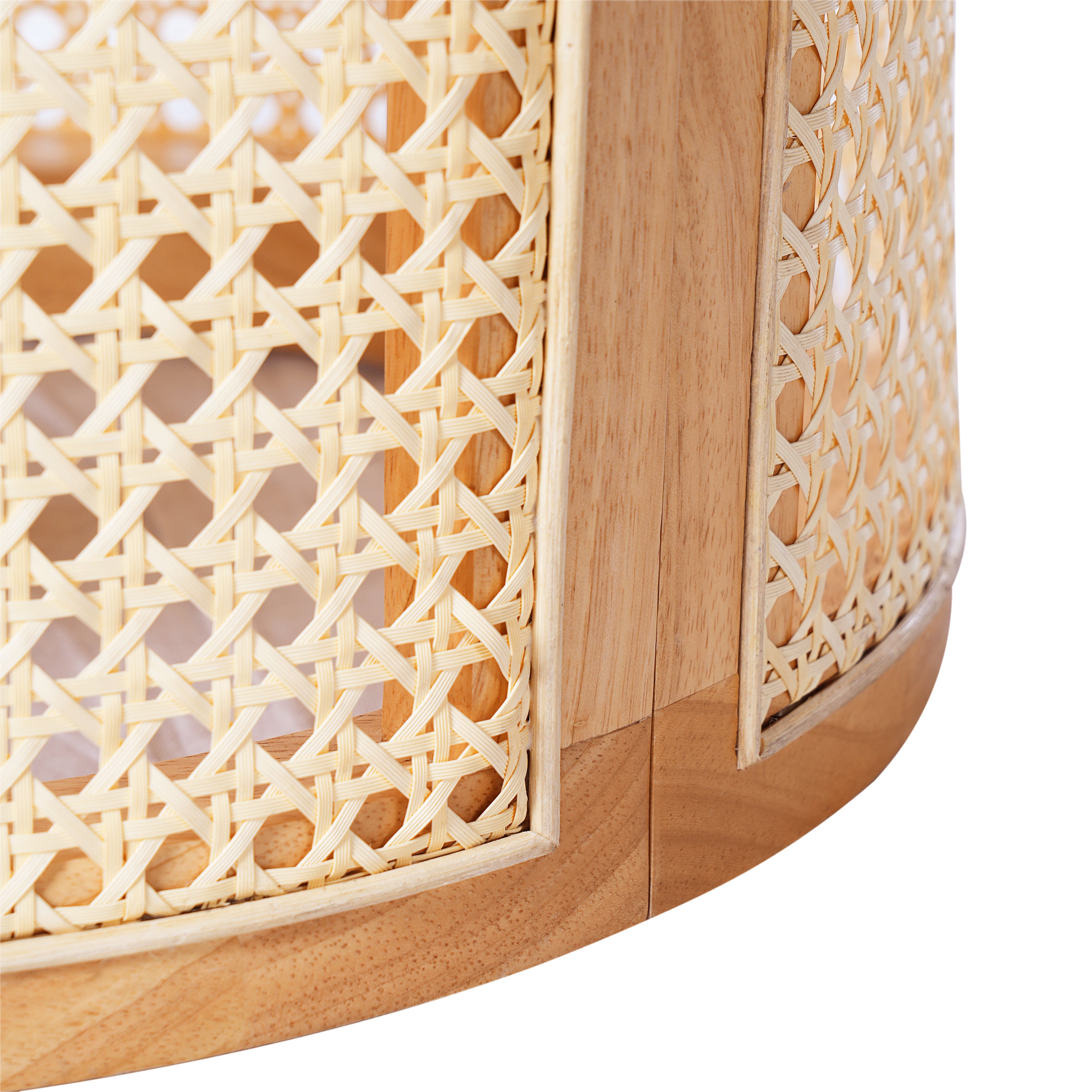Round Rattan Pillar Storage Accent Table