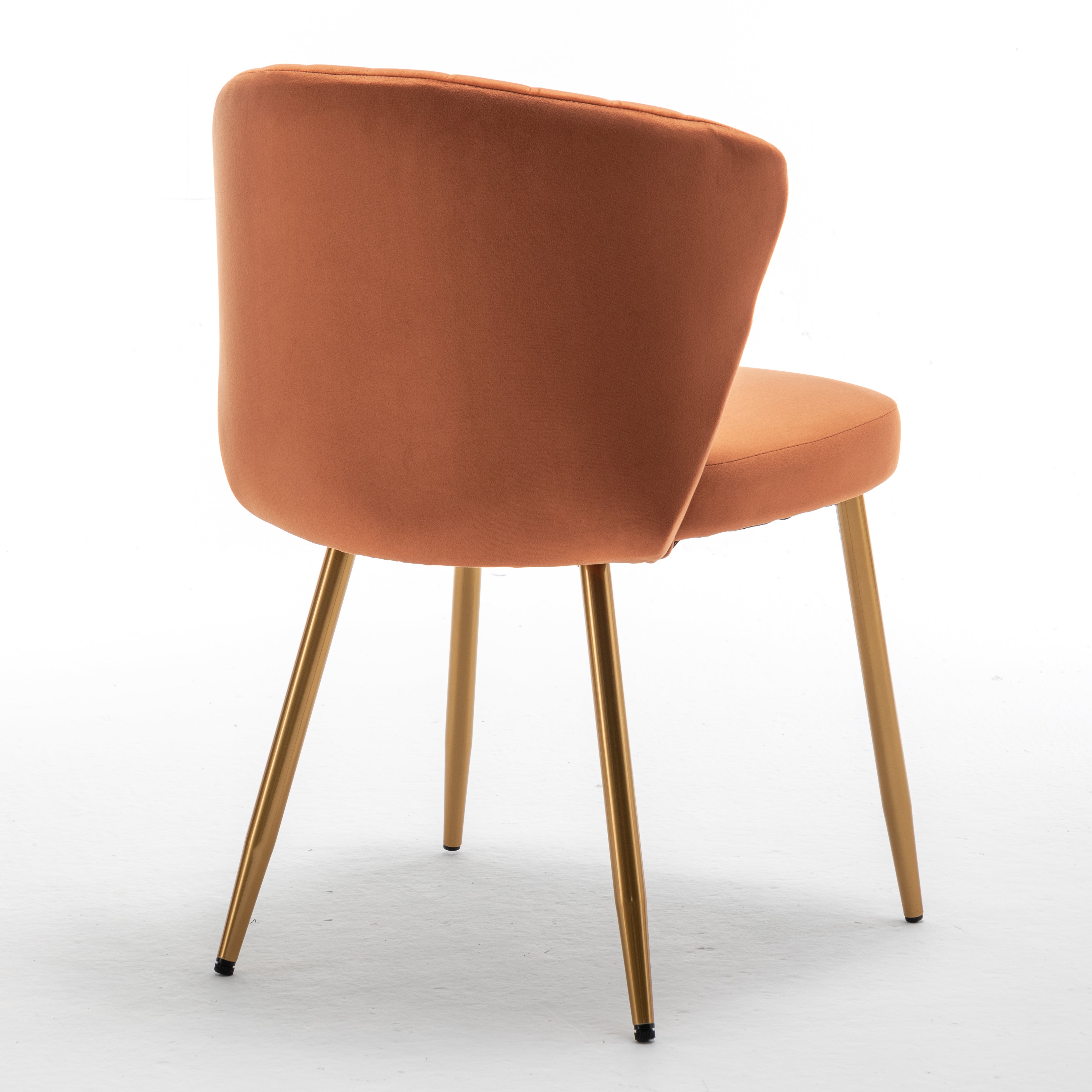 Modern Velvet Armless Accent Chair, Channel Tufted Dining Chair with Gold Metal Legs, Upholstered Side Chair for Living Room Bedroom Small Spaces