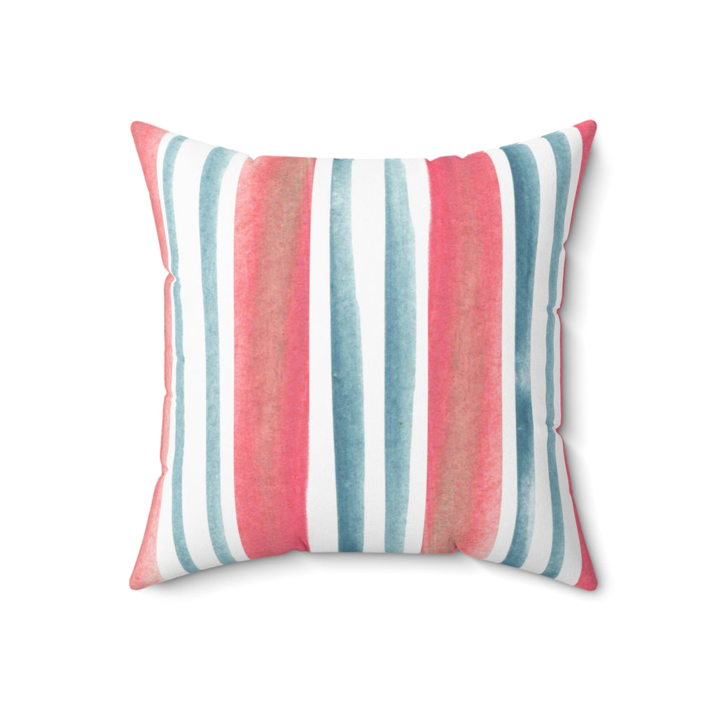 Watercolor Stripes Square Pillow