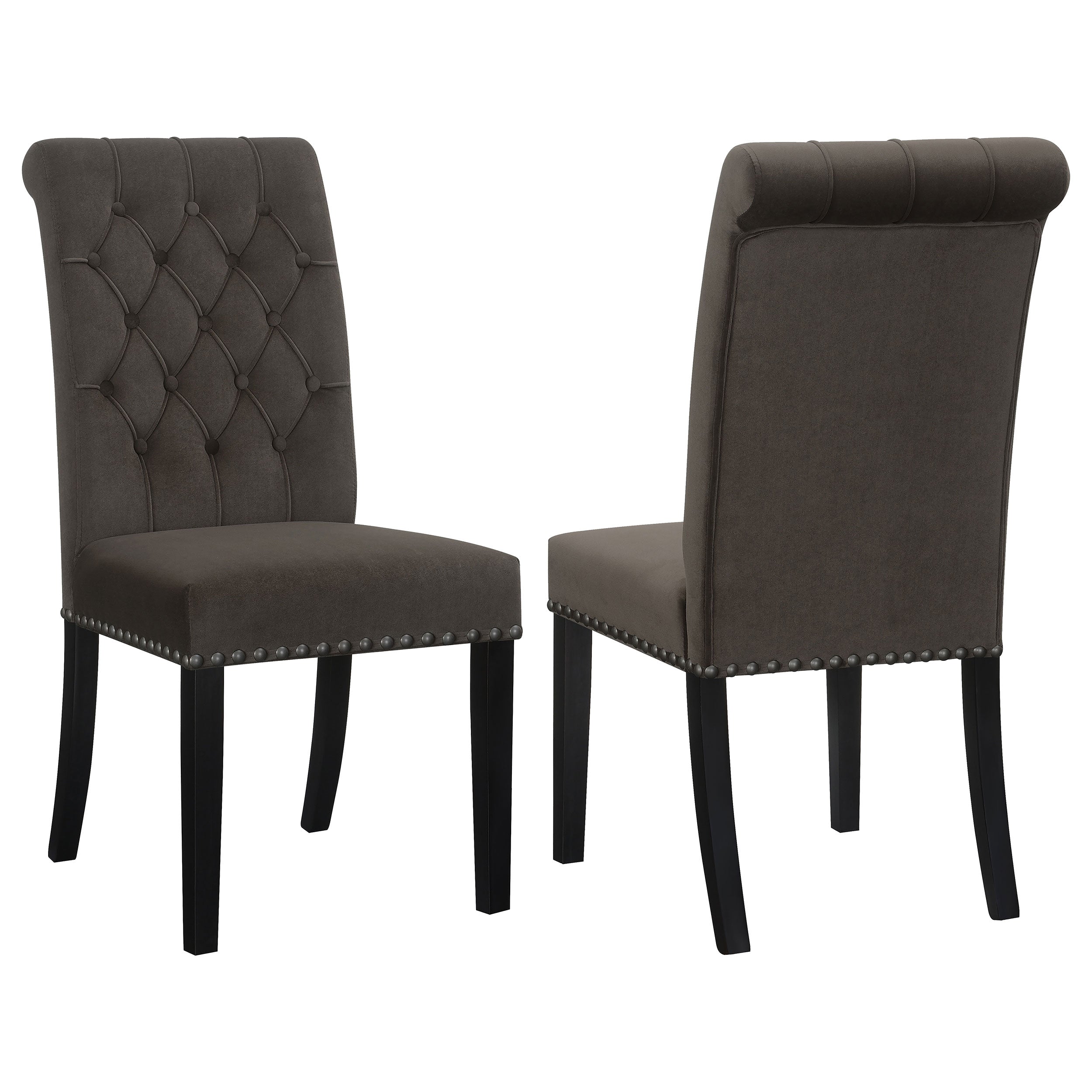 Button-Tufted High Back Dining Chairs, Set of 2