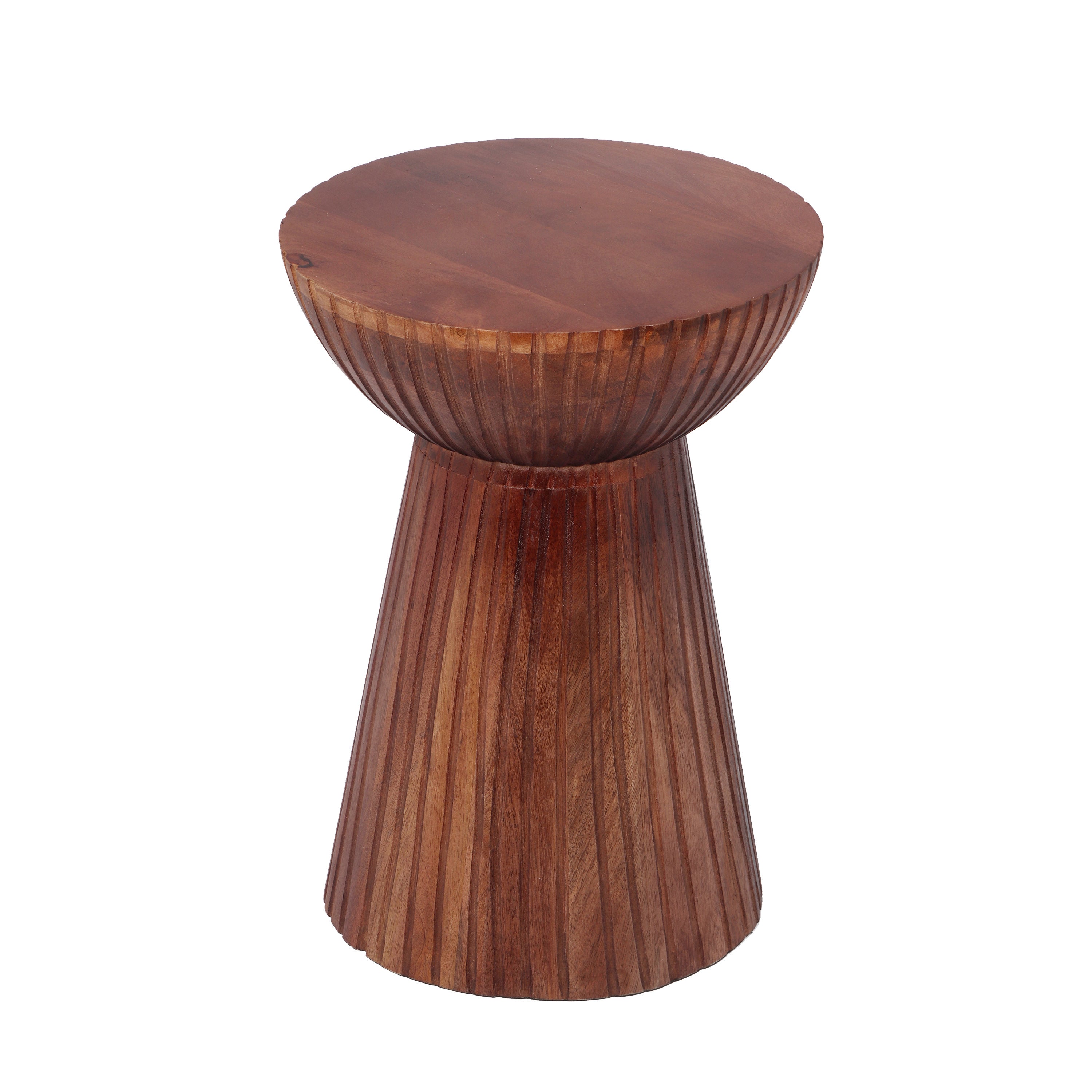 Modern Mango Wood Round Drum End Table