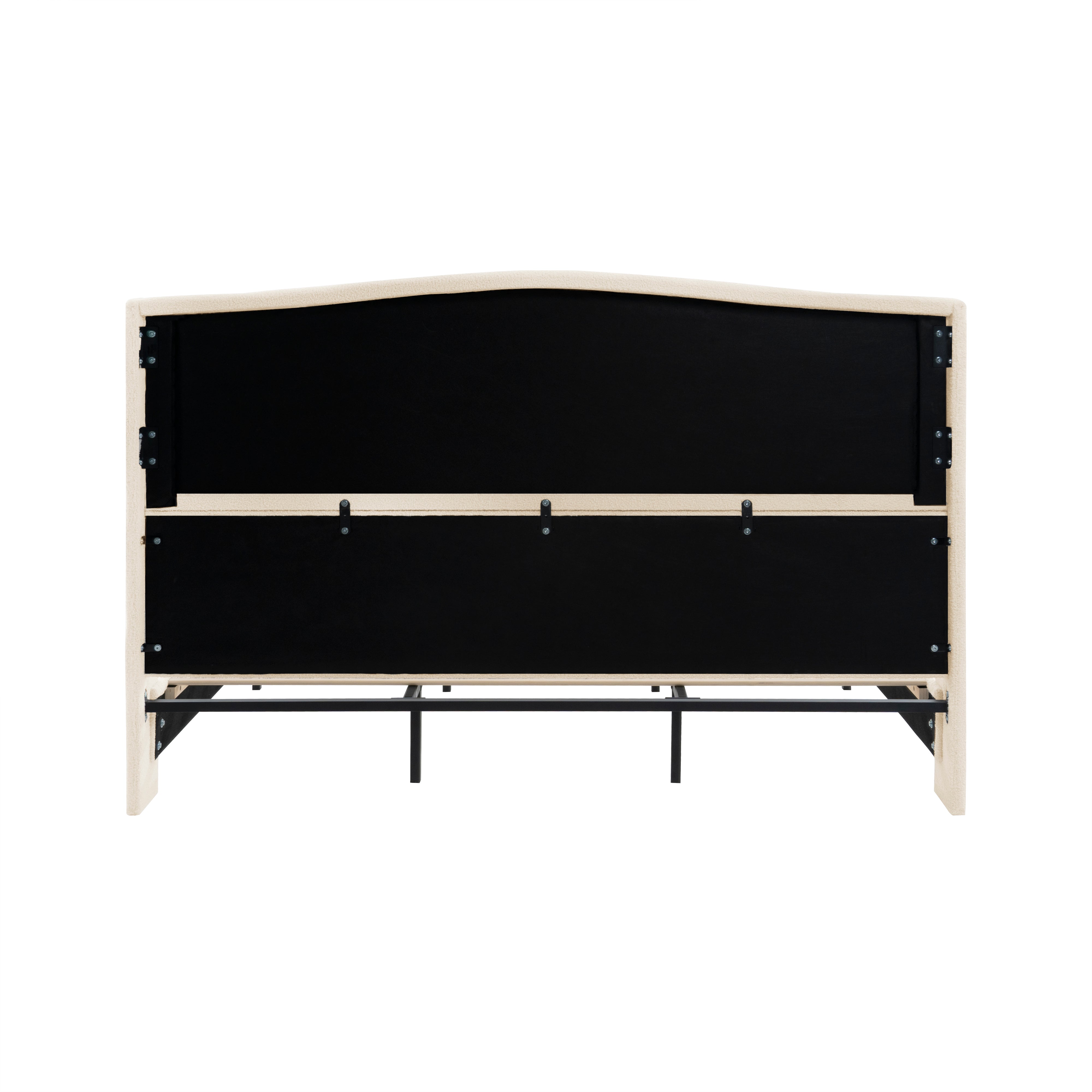 Bed Frame with 49.21" High Back Teddy Velvet Upholstered Headboard and 27.17" High Footboard