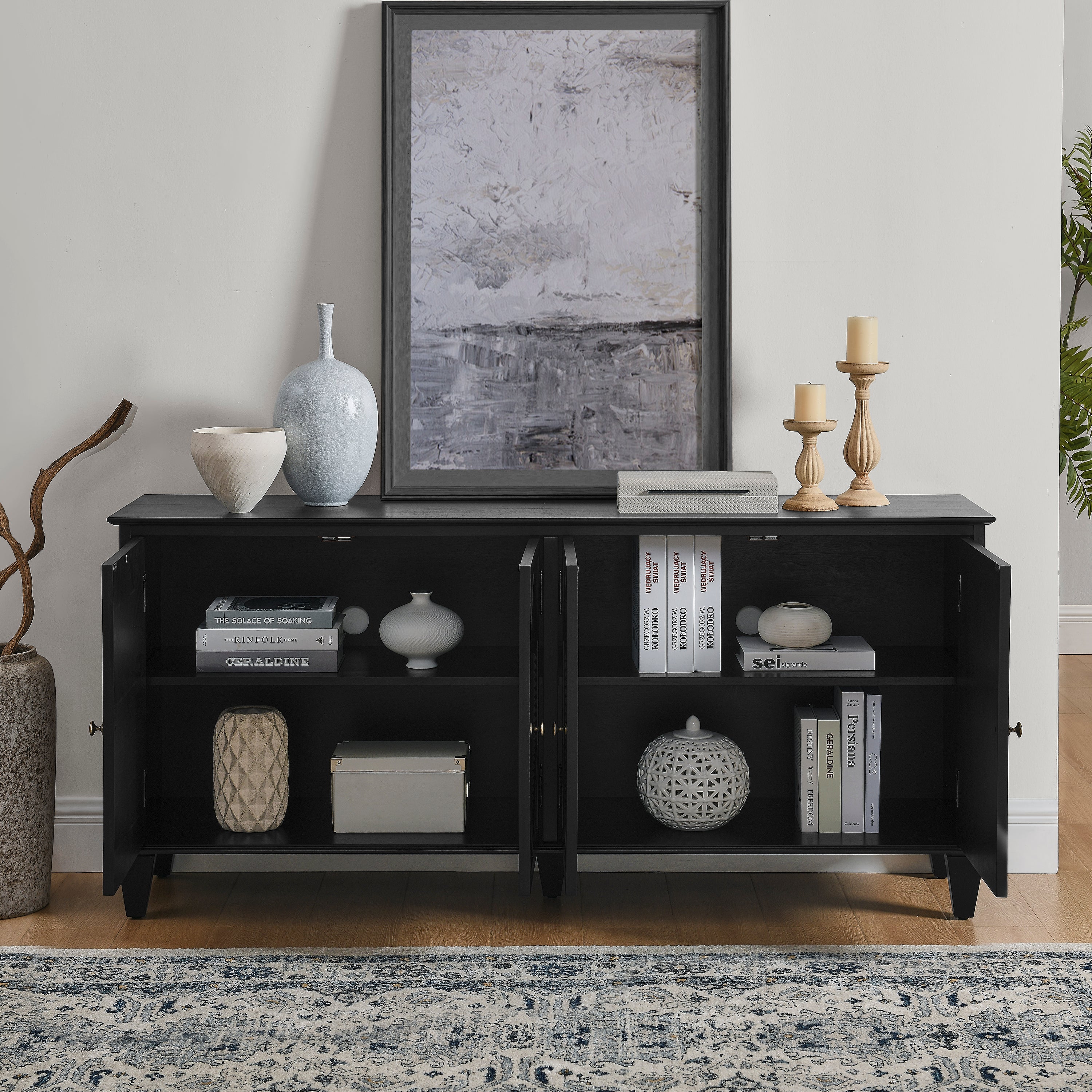 65.2' Mid Century Modern Geometric Accent Sideboard
