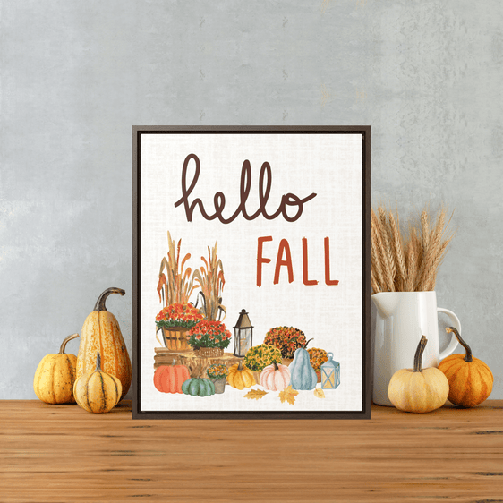 Hello-Fall-Harvest-Mums-Framed-Canvas-Art-Canvas