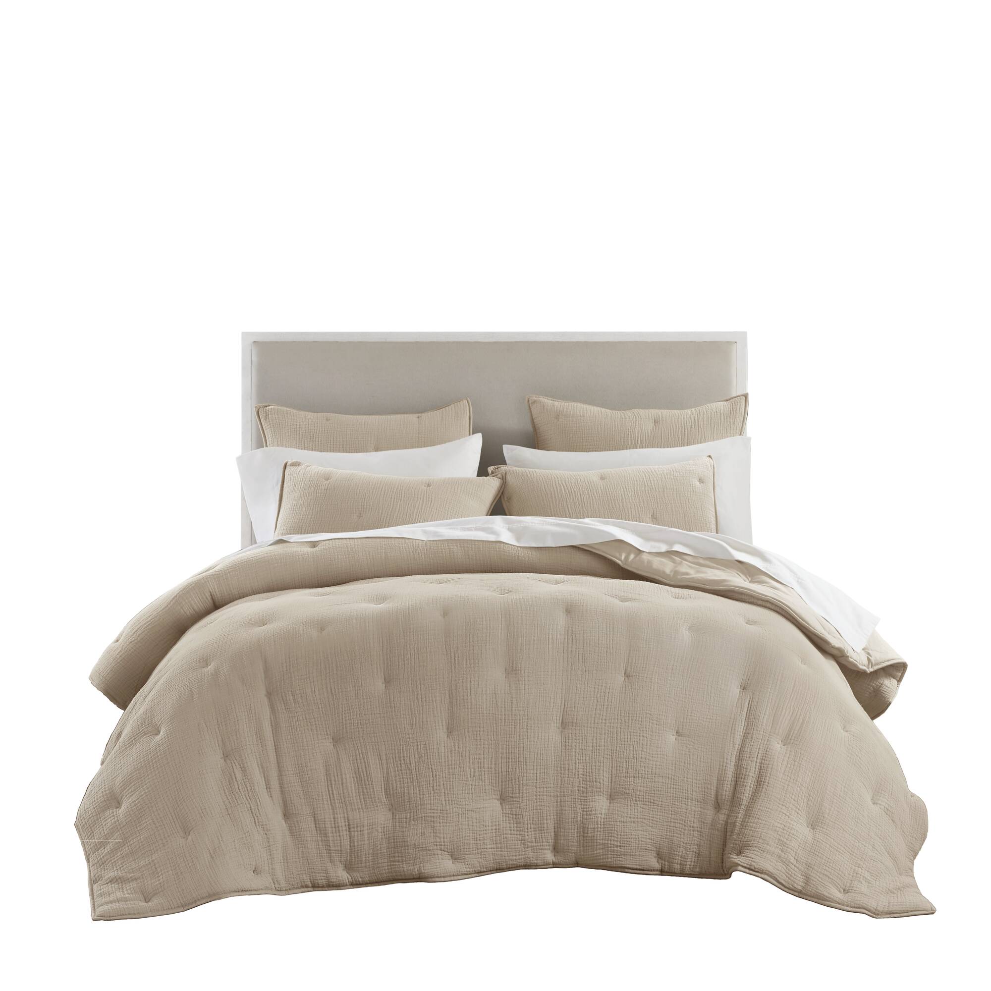 3 Piece Cotton Gauze Embroidered Quilt Set