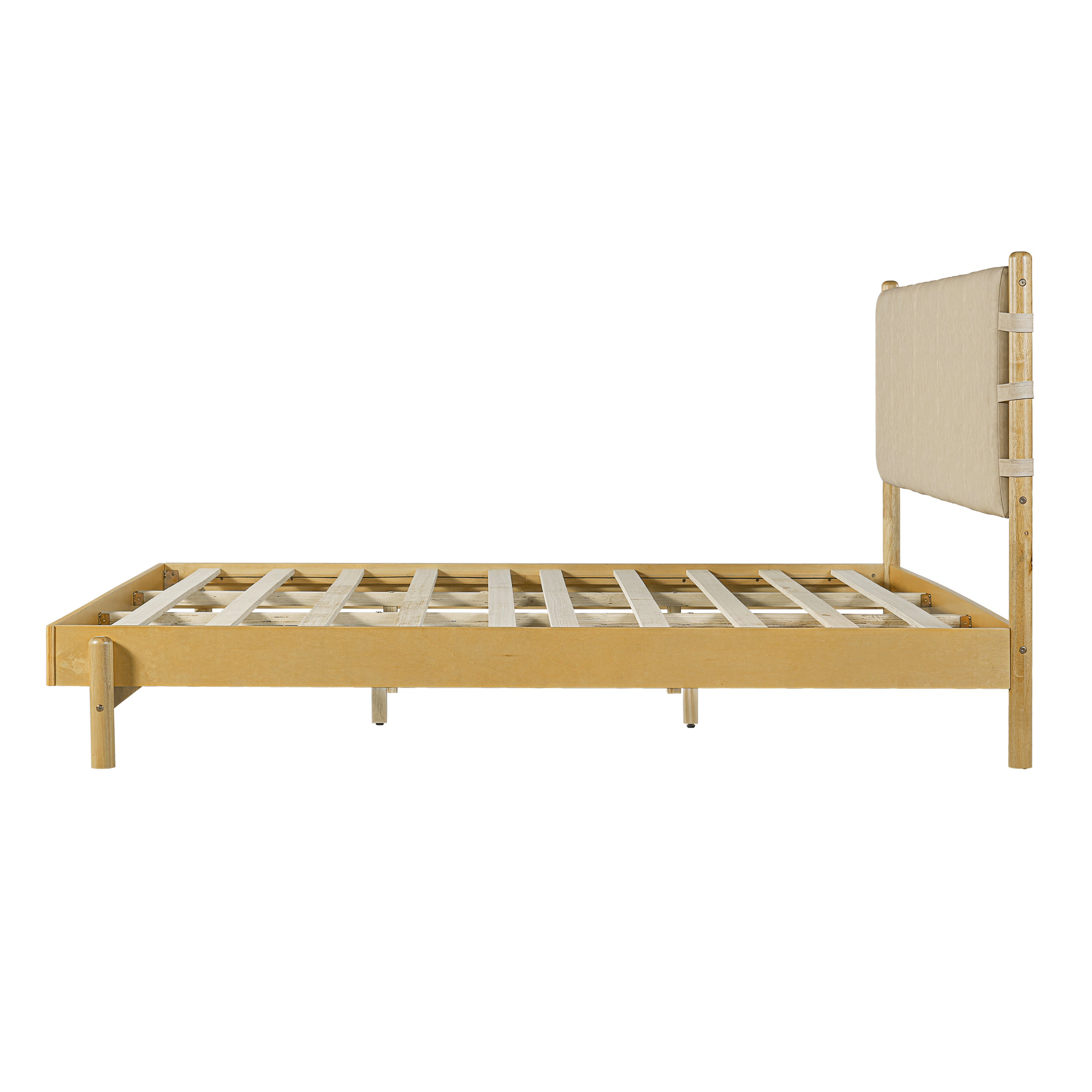 Premium Rubber Wood Platform Bed Frame with Headboard