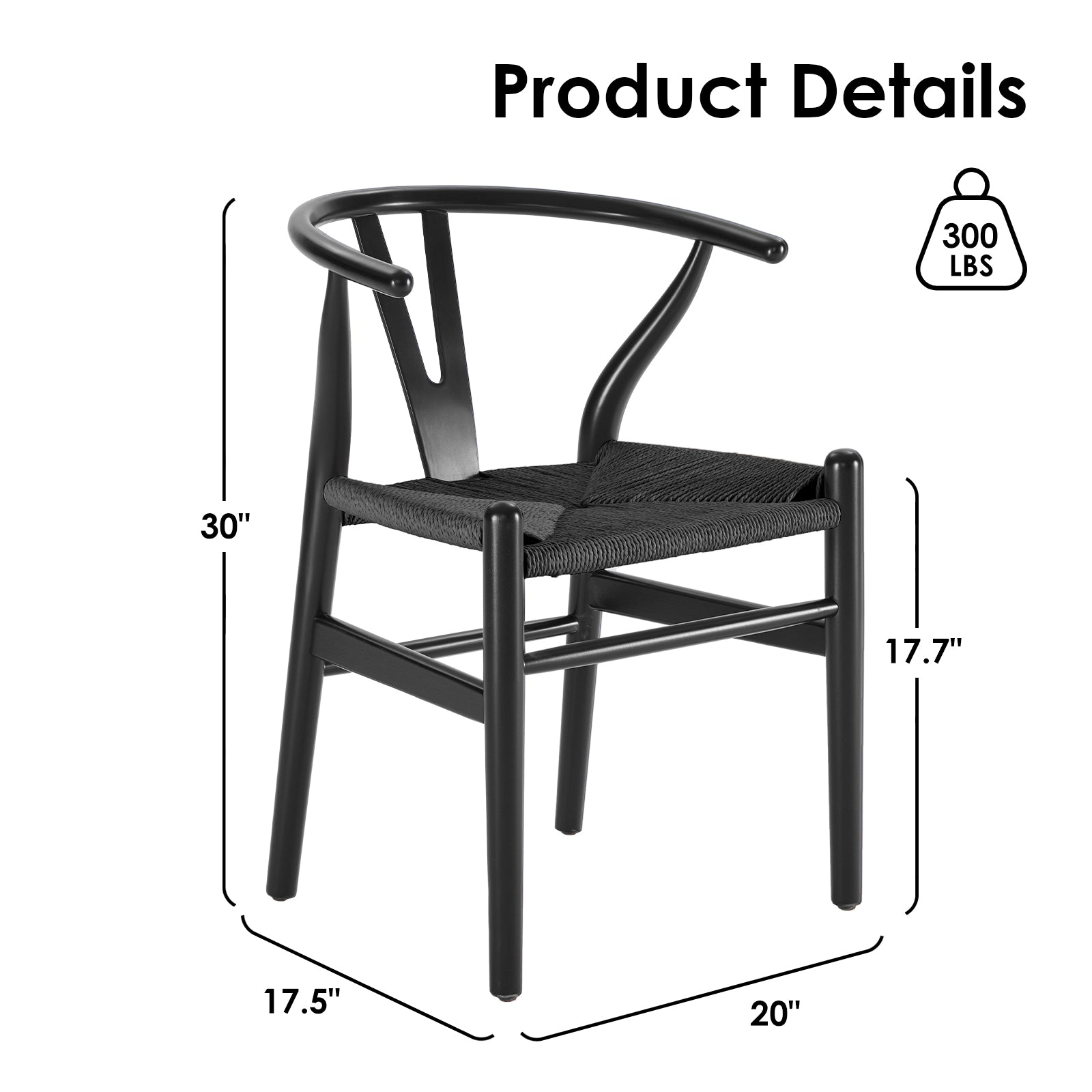 Wishbone Dining Chairs with Woven Seat, Set of 2