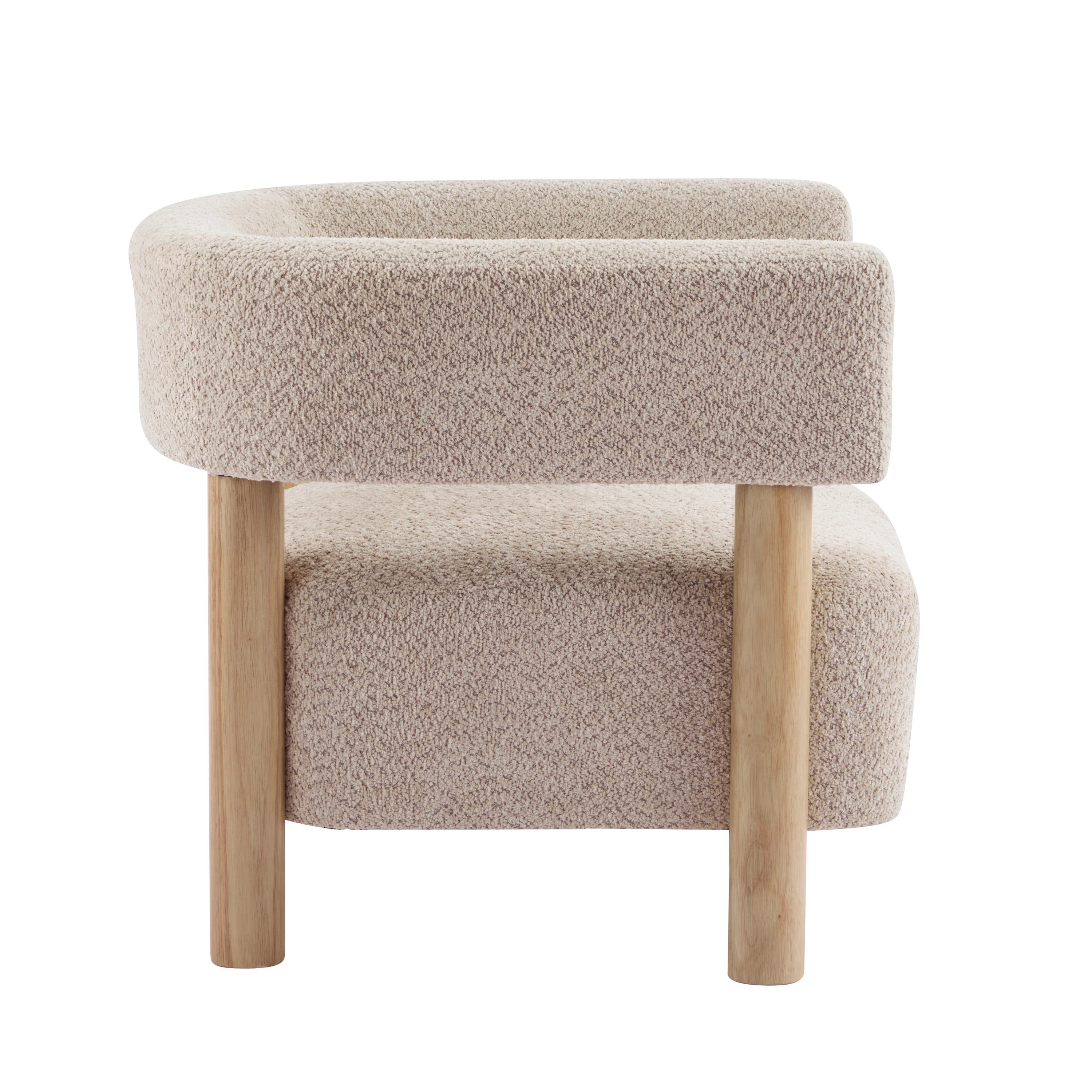 Boucle Upholstered Accent Arm Chair with Modern Wooden Frame