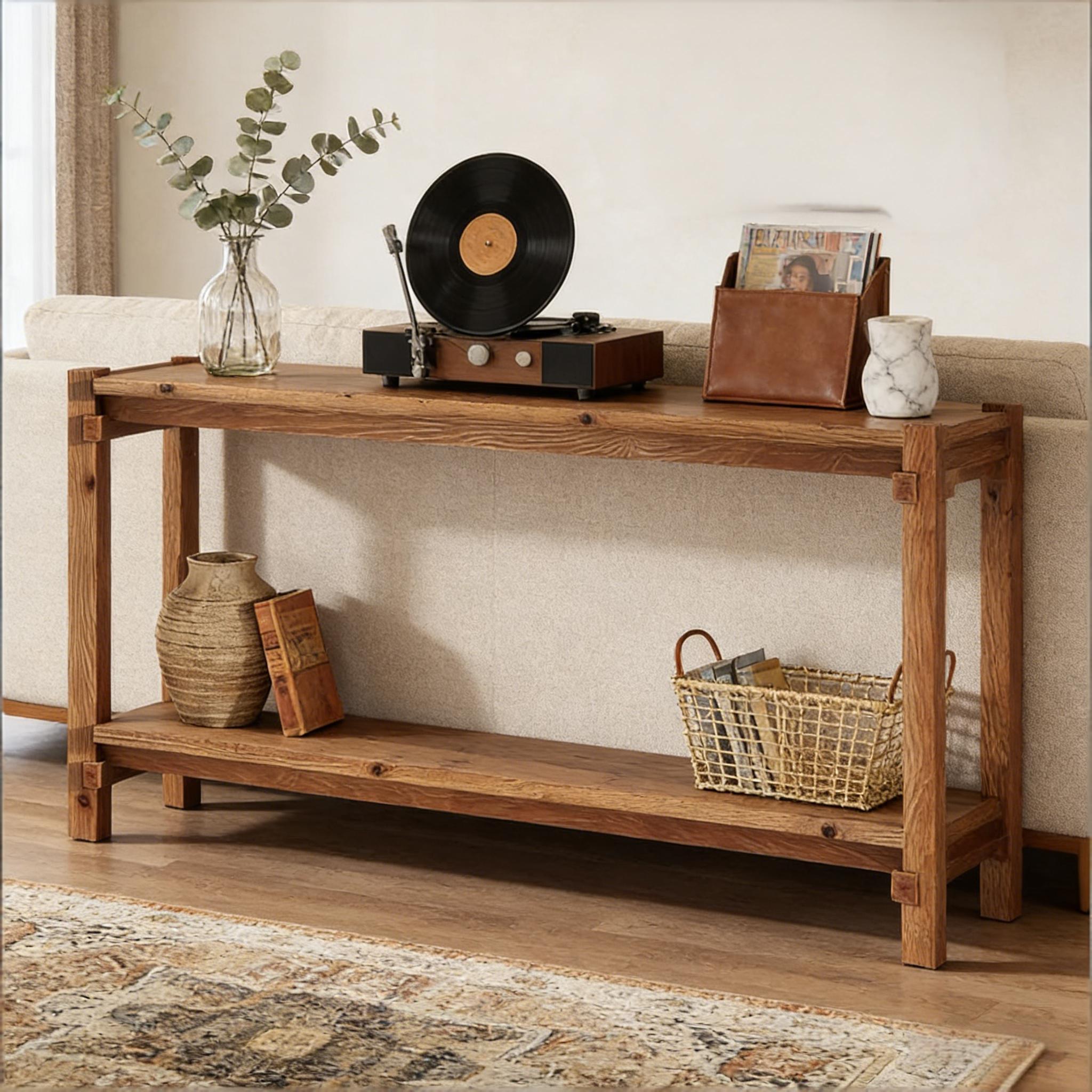 Boone 2-Tier Rustic Wood Entryway Console Table