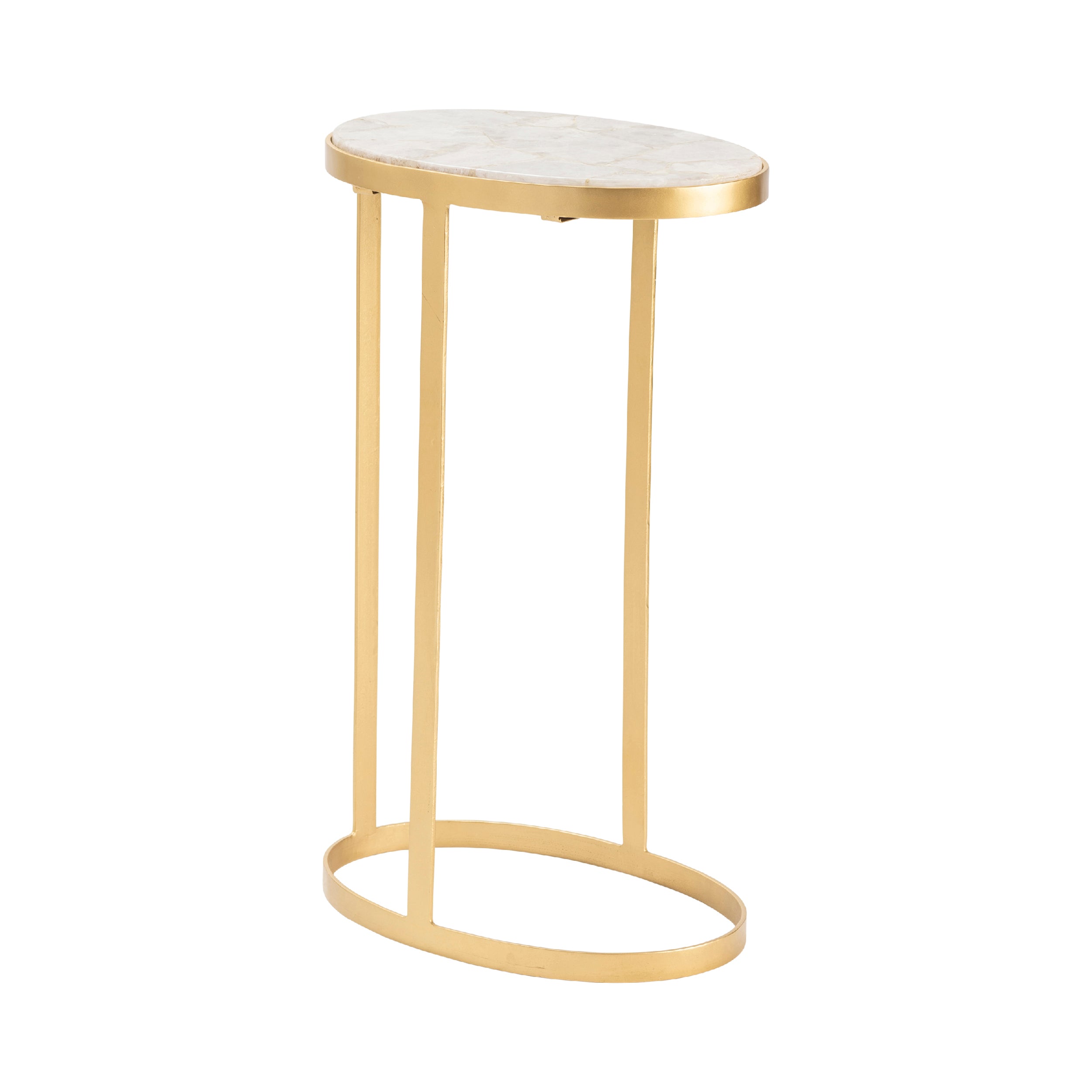 Oval Gold Agate Accent End Table