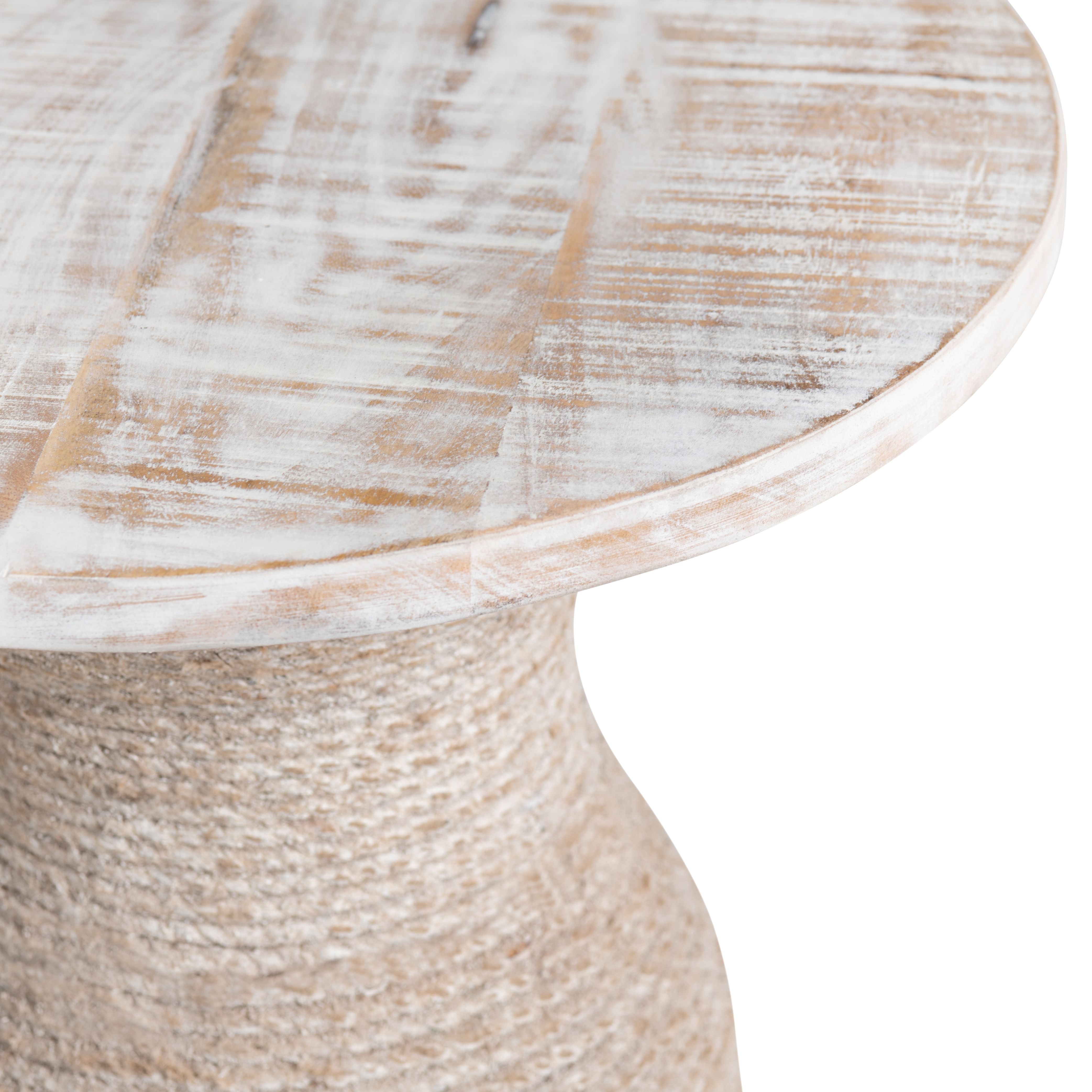 Round Tan Rope Accent End Table