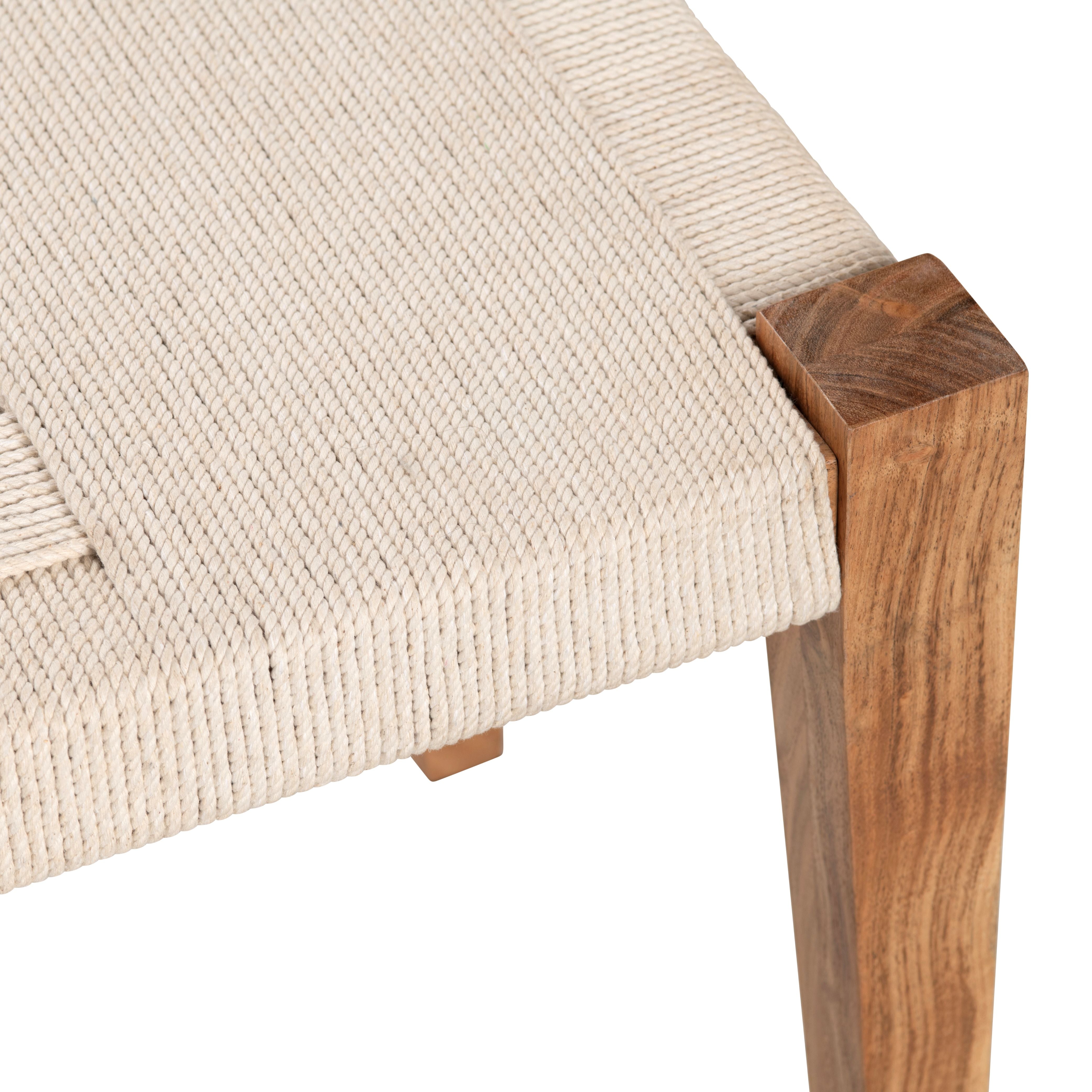 Beige Upholstered Accent Bench with Brown Solid Wood Frame