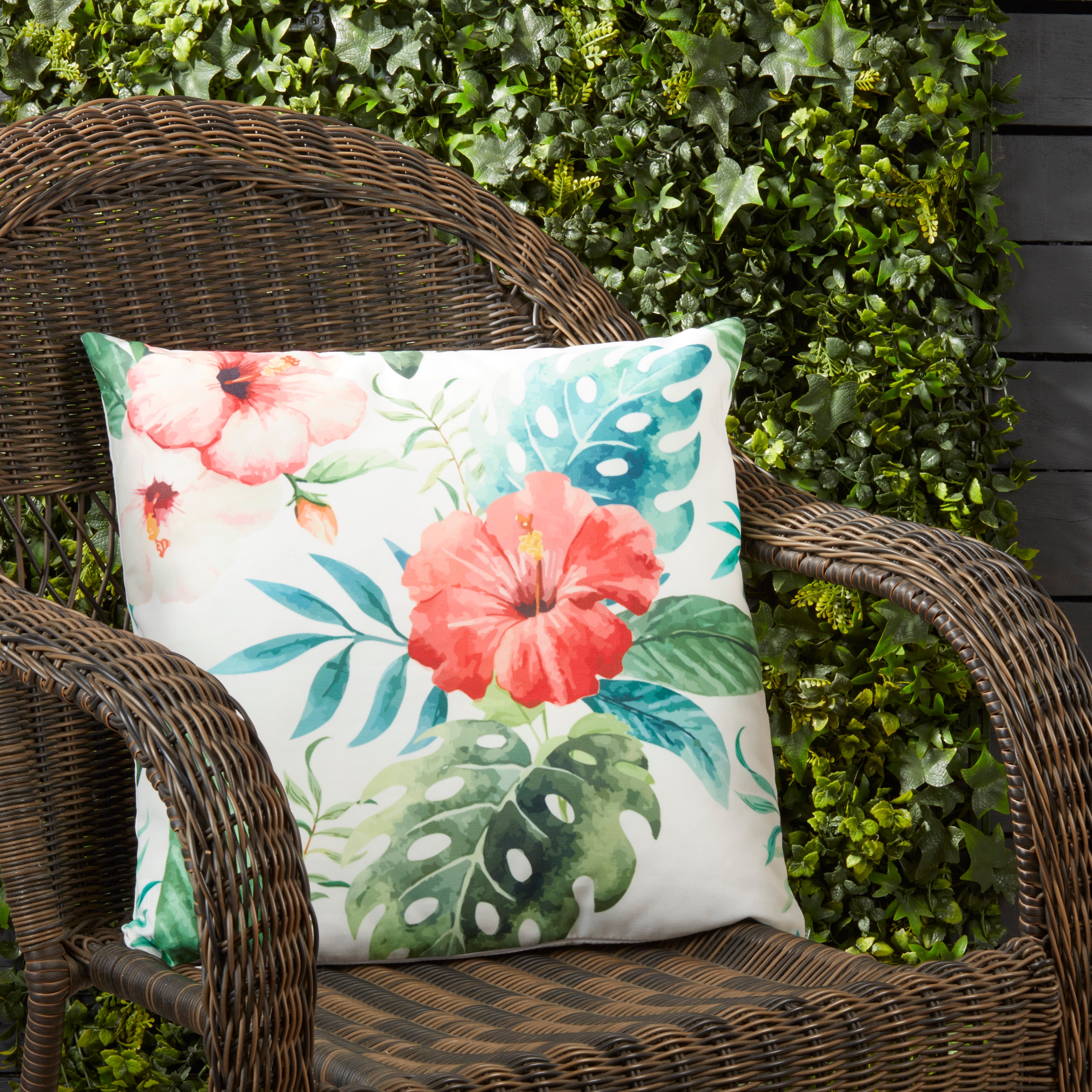 Hibiscus Floral Print Throw Pillow