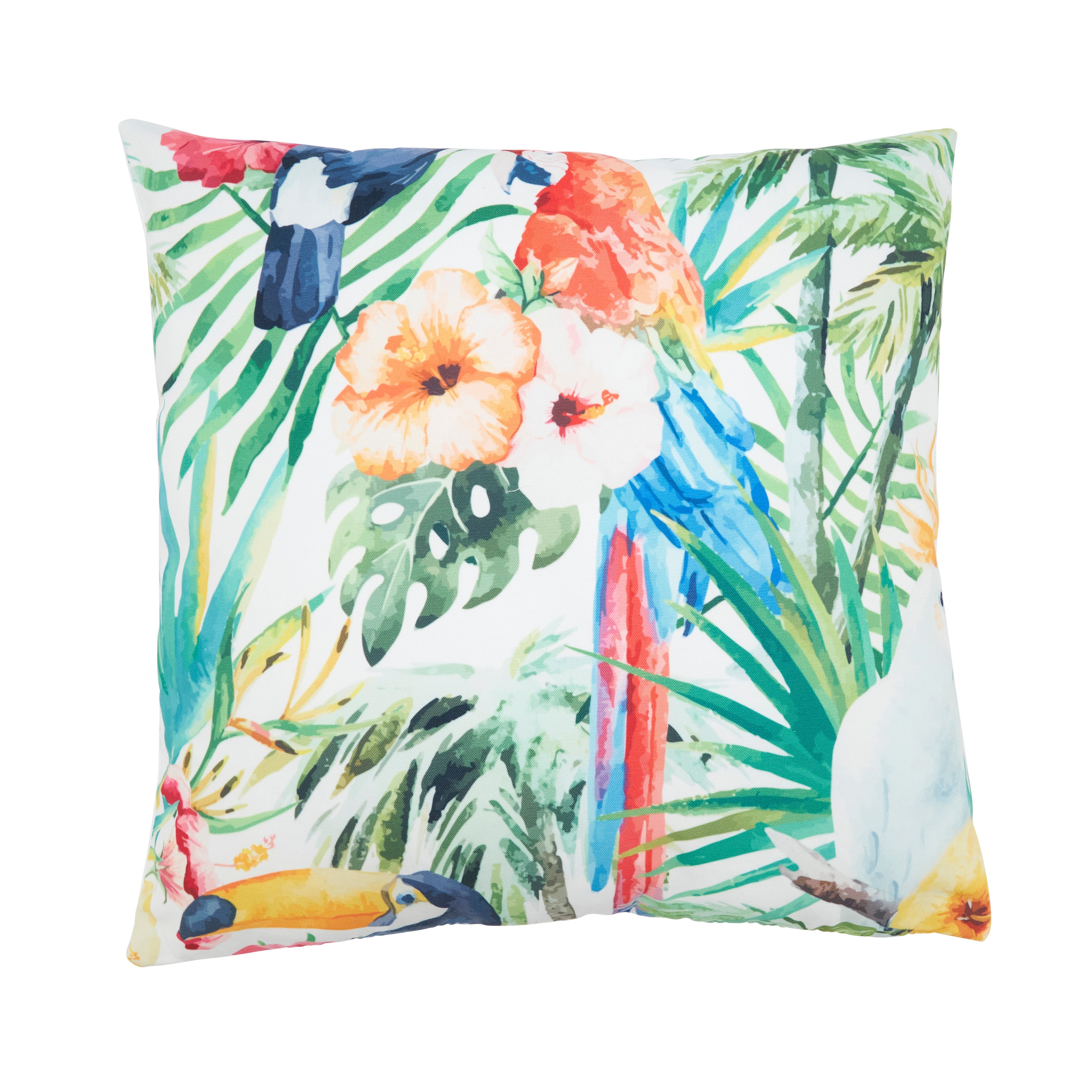 Tropical Parrot Print Throw Pillow