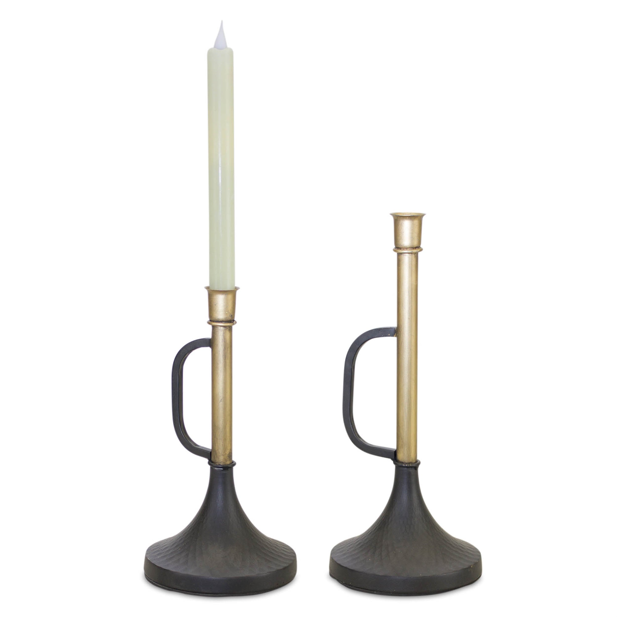 Metal Trumpet Taper Candle Holder, Set of 2