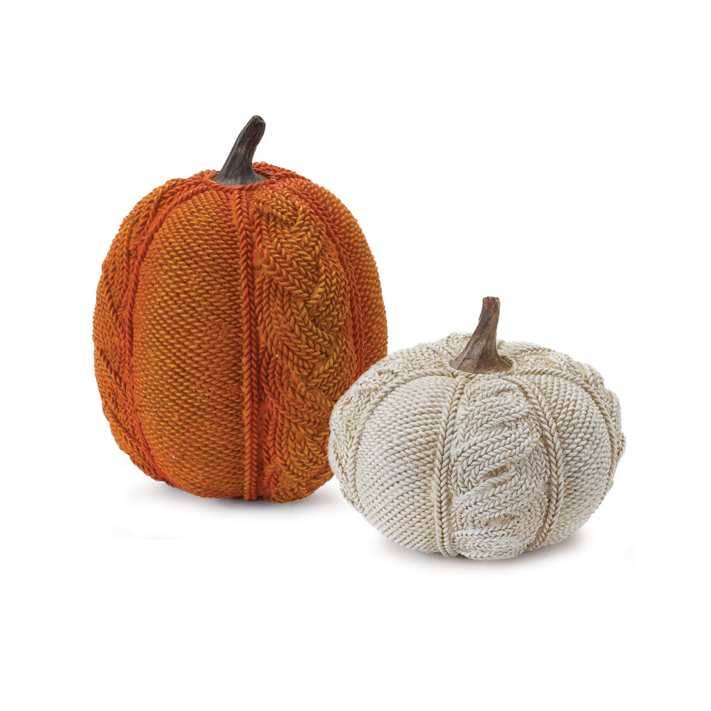 Woven-Sweater-Design-Pumpkin-(set-of-2)-Orange-decorative