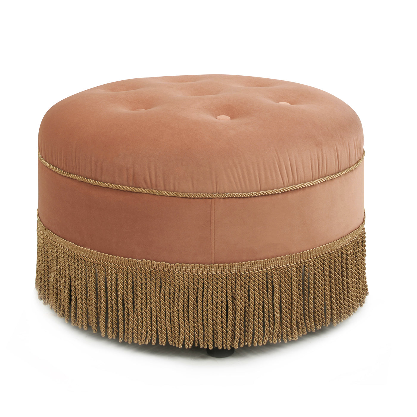 Yolanda 24" Round Upholstered Accent Ottoman, Olive Green Performance Velvet