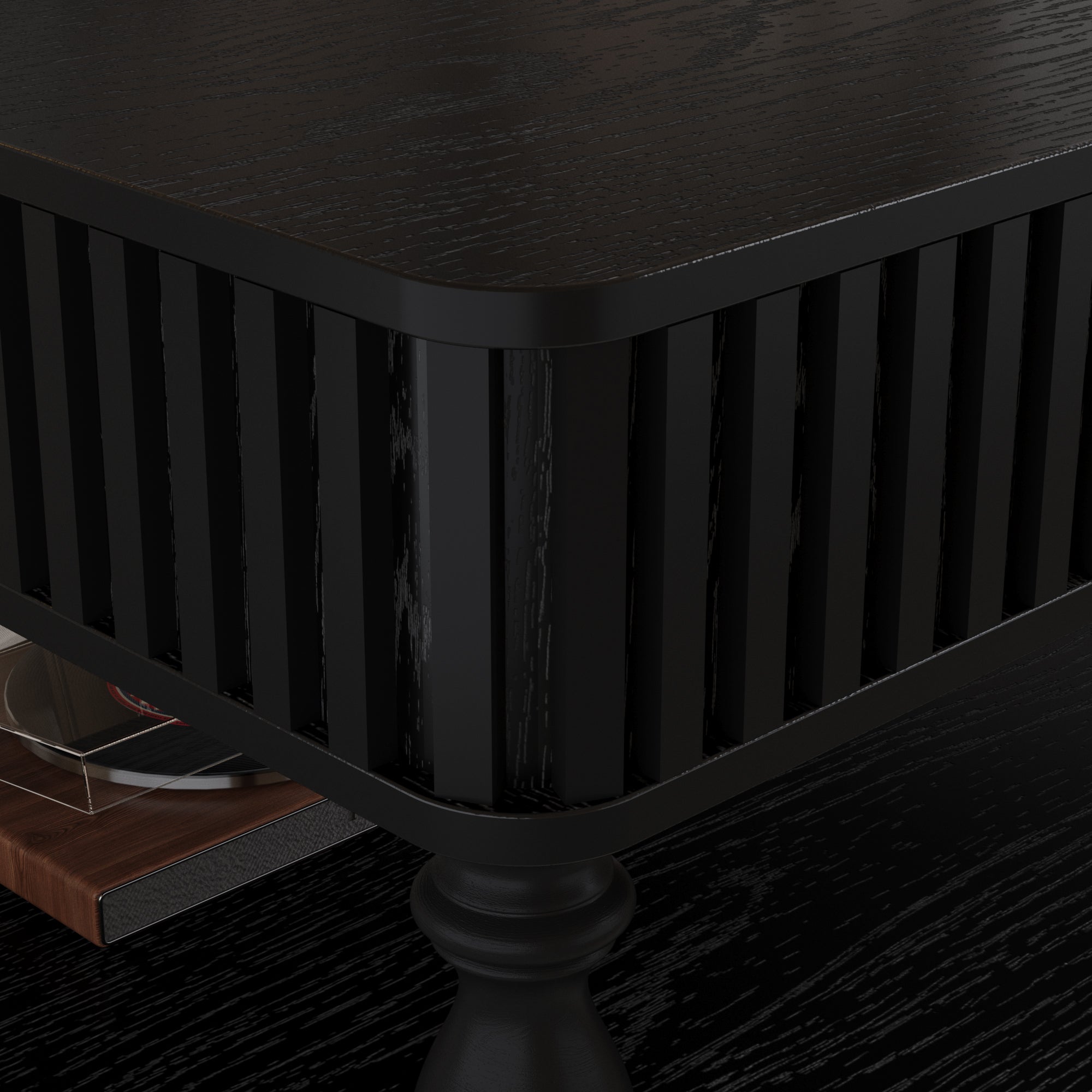 Square Fluted Lift-Top Coffee Table with Hidden & Open Storage