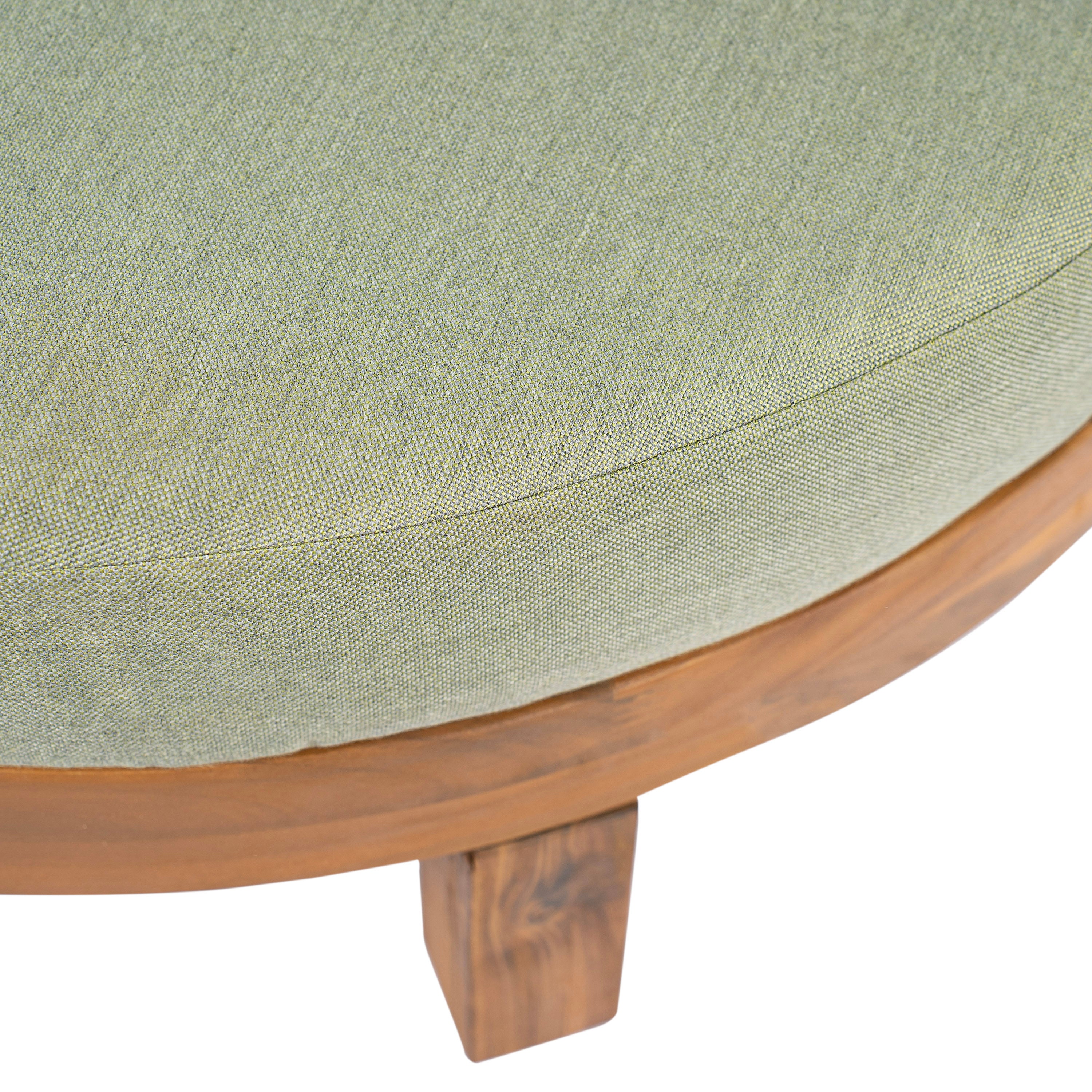 Donovan Outdoor Wood Daybed, Teak Finish With Green Cushion