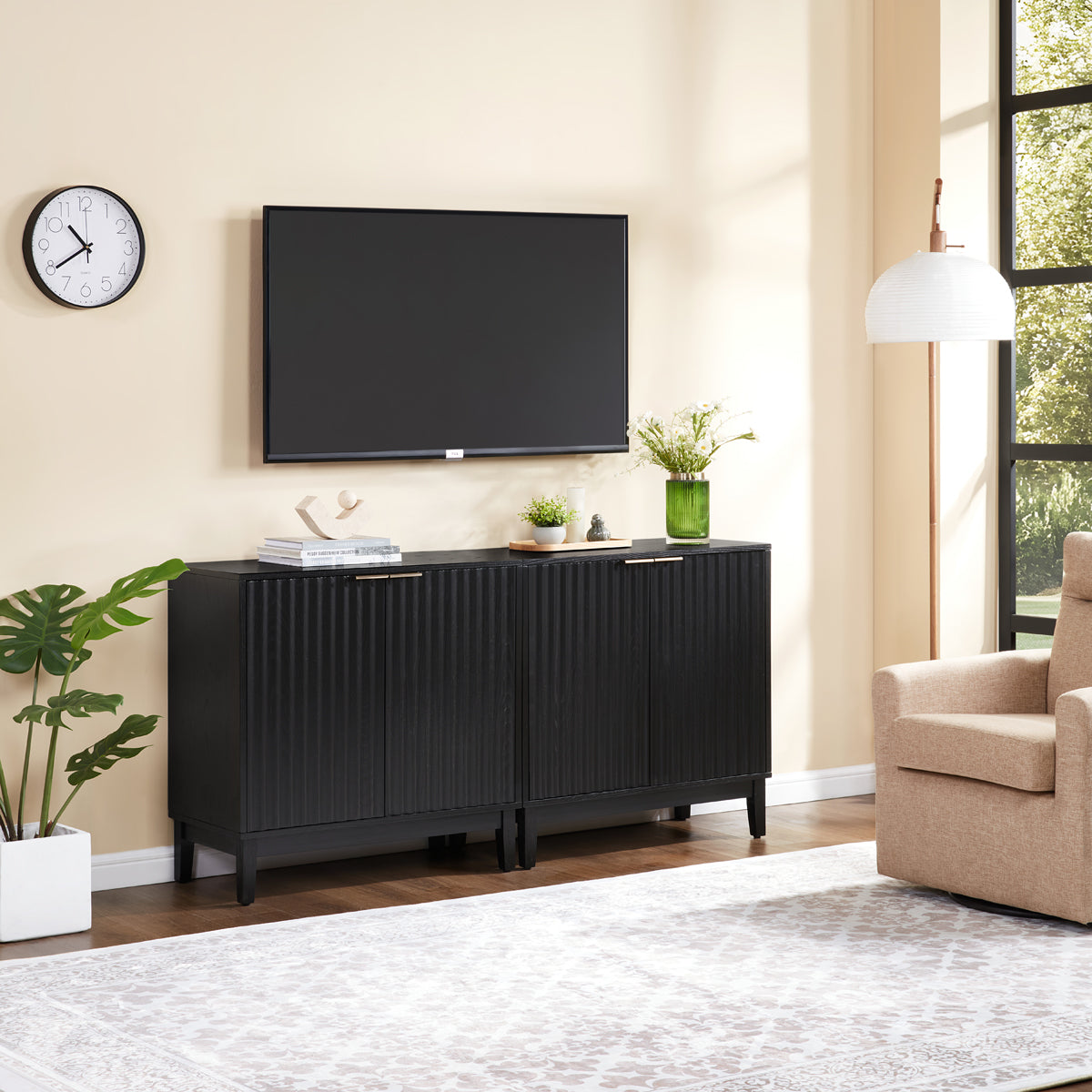 2-Door Fluted Storage Cabinet with Legs