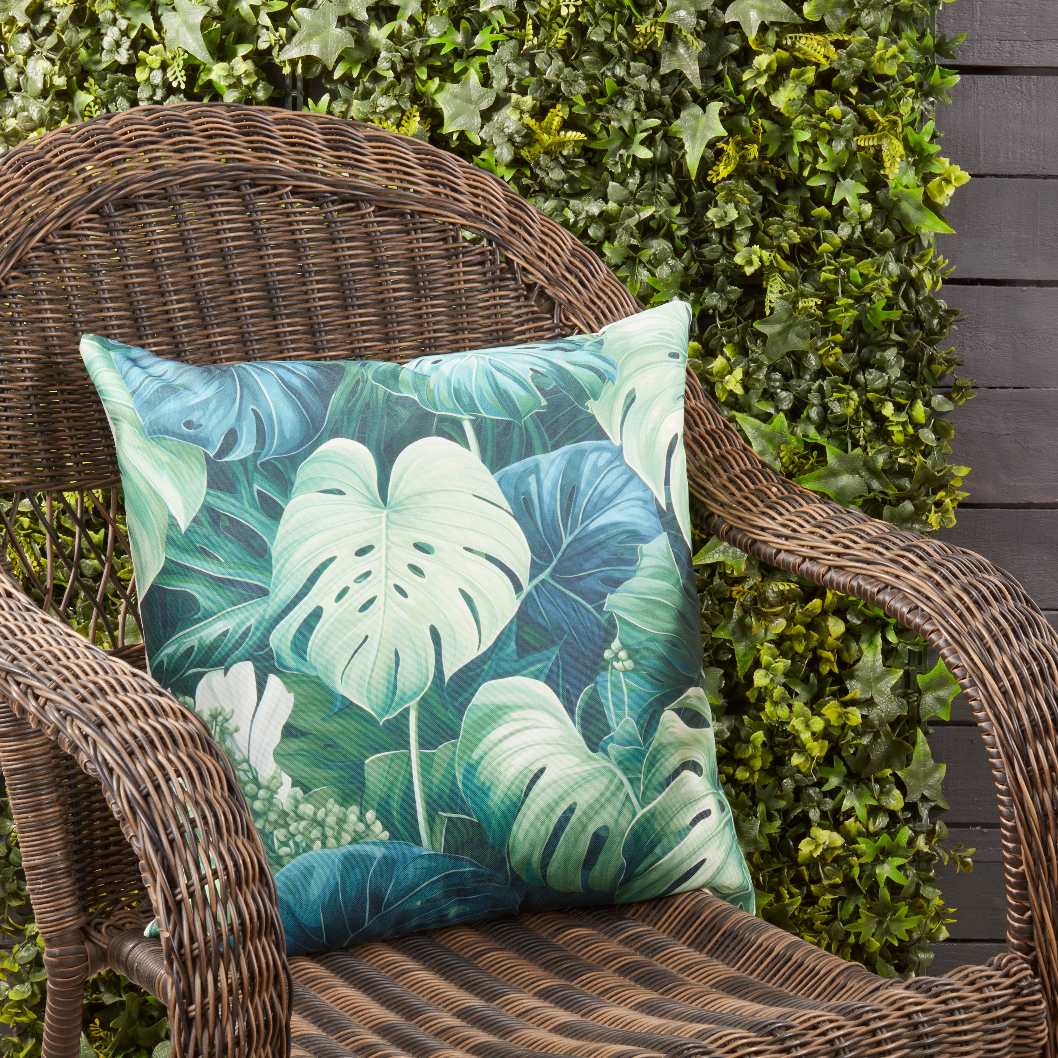 Philodendron Paradise Outdoor Polyester Filled Throw Pillow