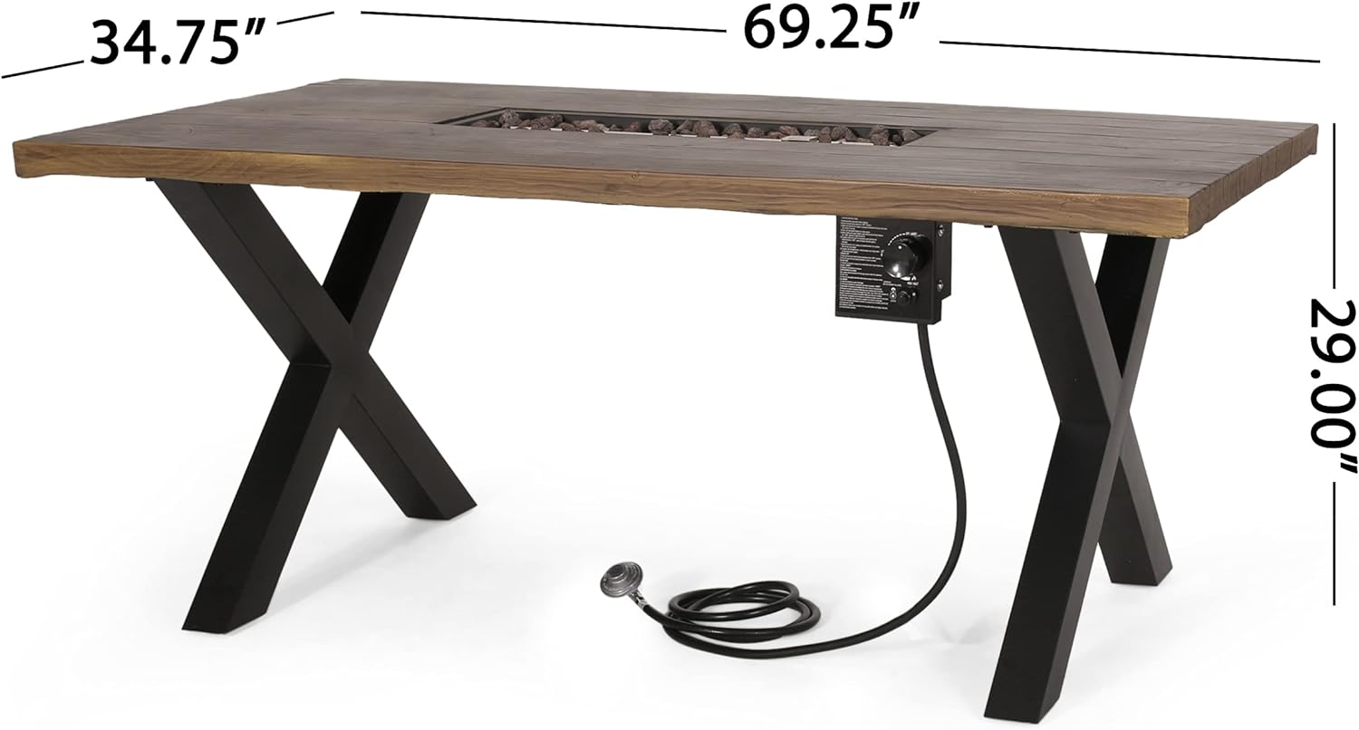 40,000 BTU Outdoor Concrete Fire Pit Table with X-Shaped Iron Legs
