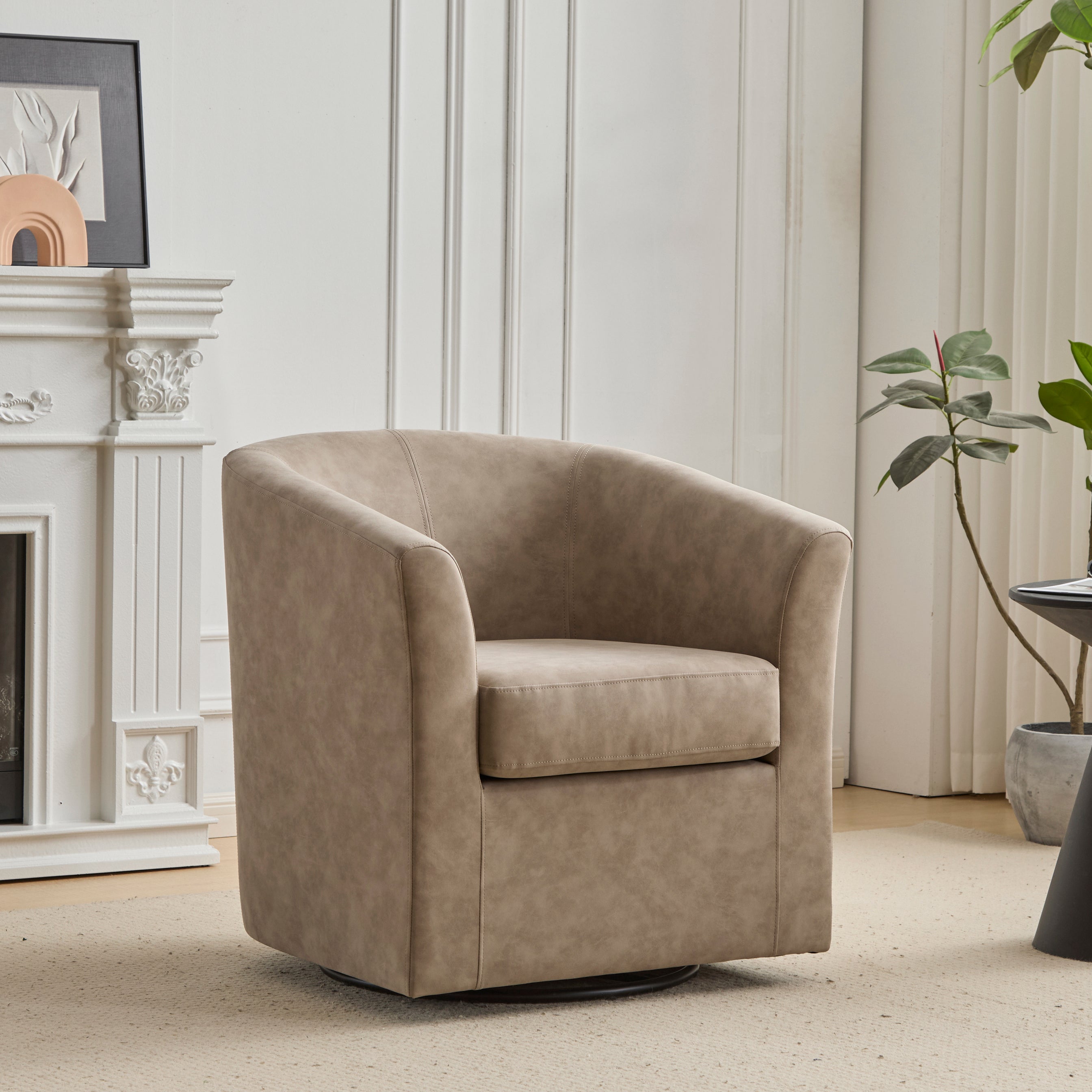 Wilmore Faux Leather Swivel Barrel Chair