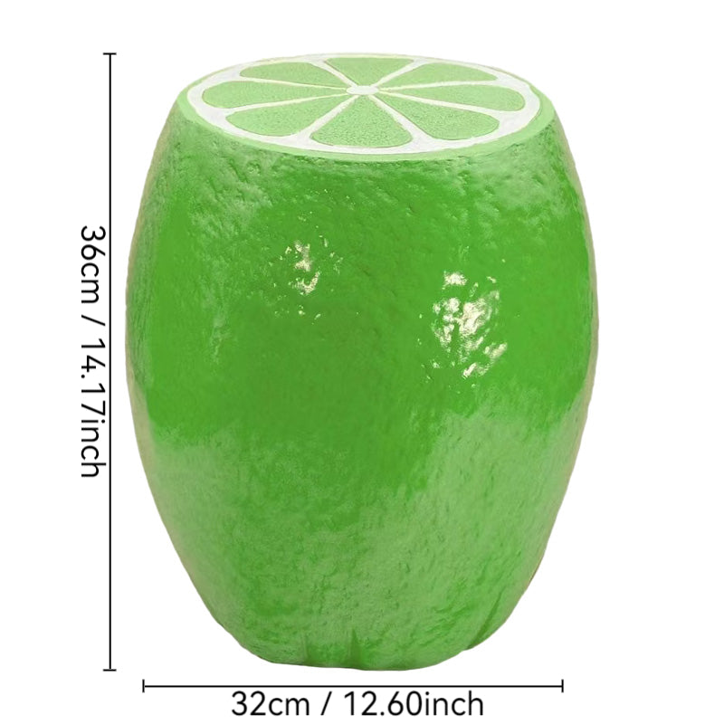 14" Green Lemon Resin Garden Stool
