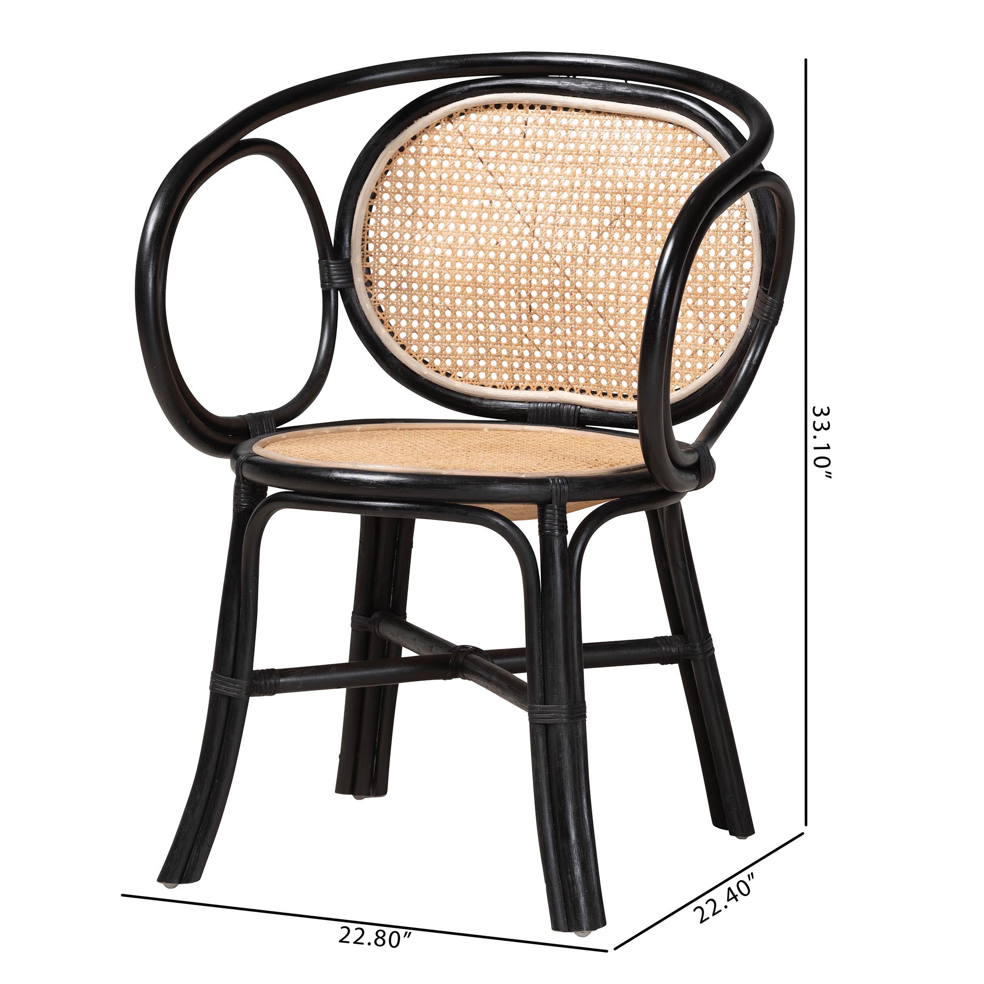 Palesa Modern Bohemian Two-Tone Rattan Dining Chair