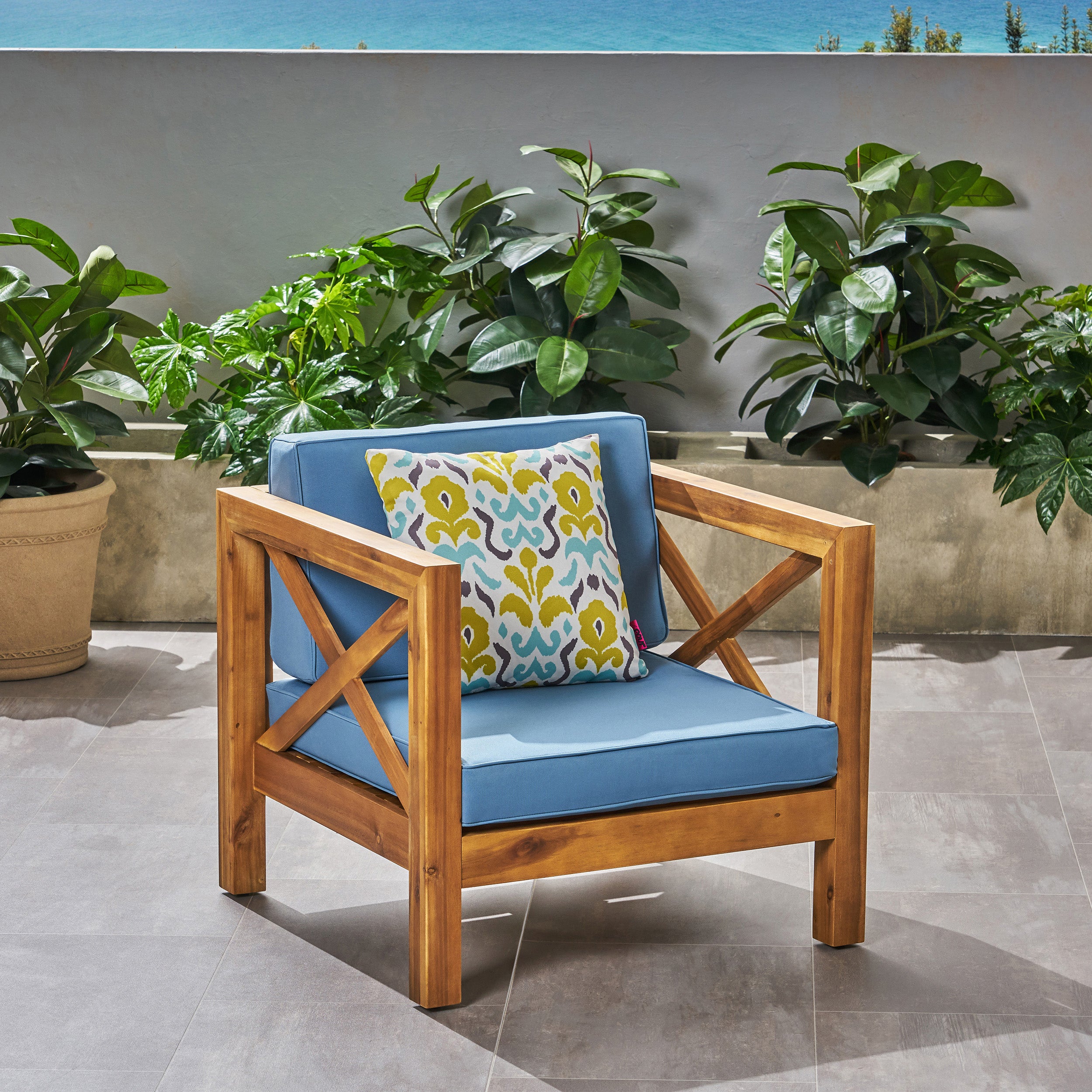 Brava Outdoor Club Chair with Water-Resistant Cushions
