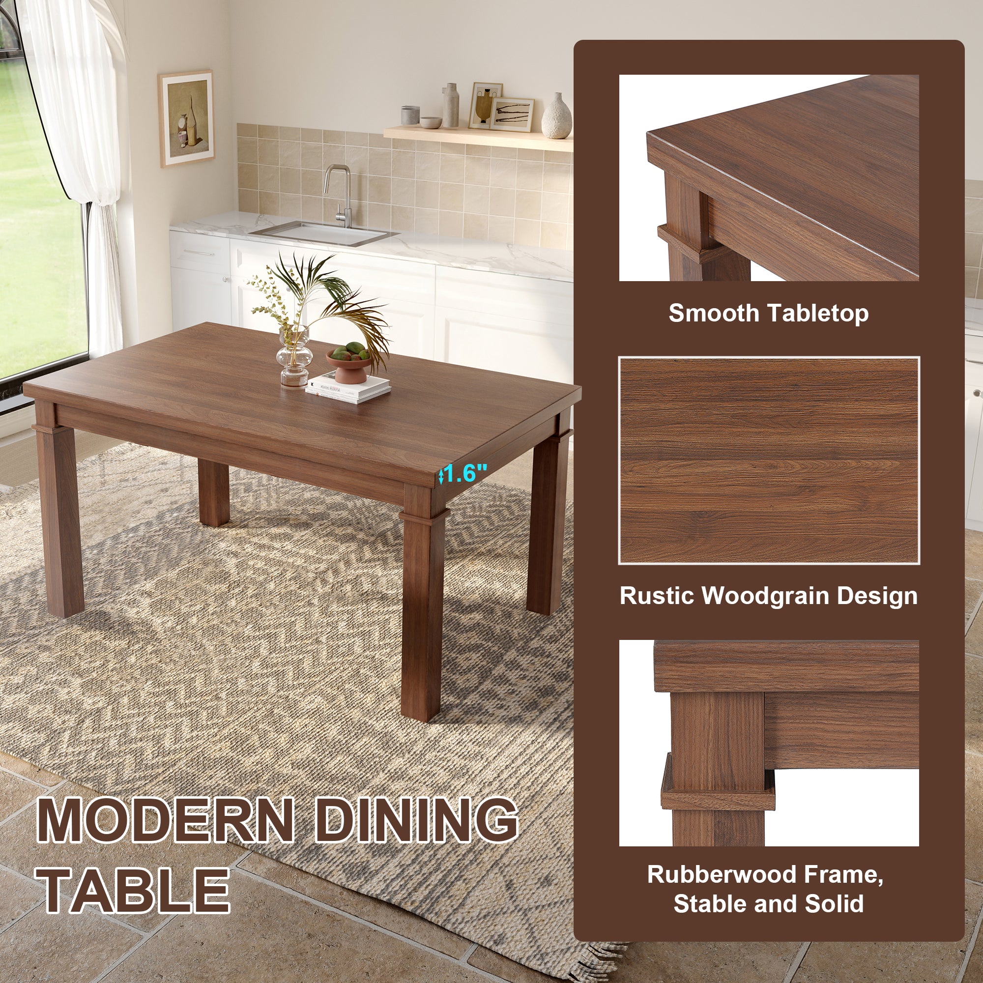 Franklin Modern 6-Piece Dining Set with 4 Upholstered Chairs & Bench