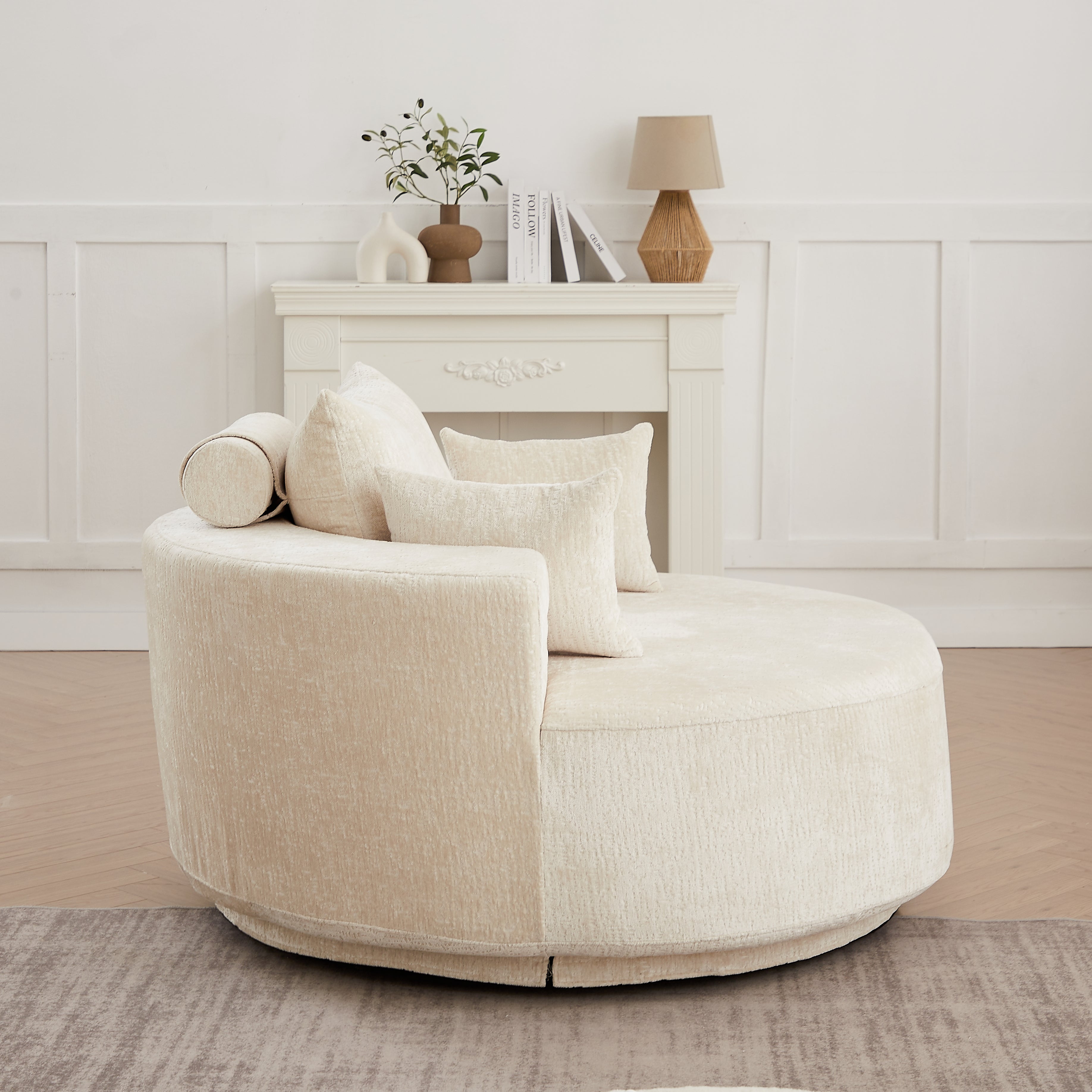 Oversized Chenille Swivel Lounge Chair